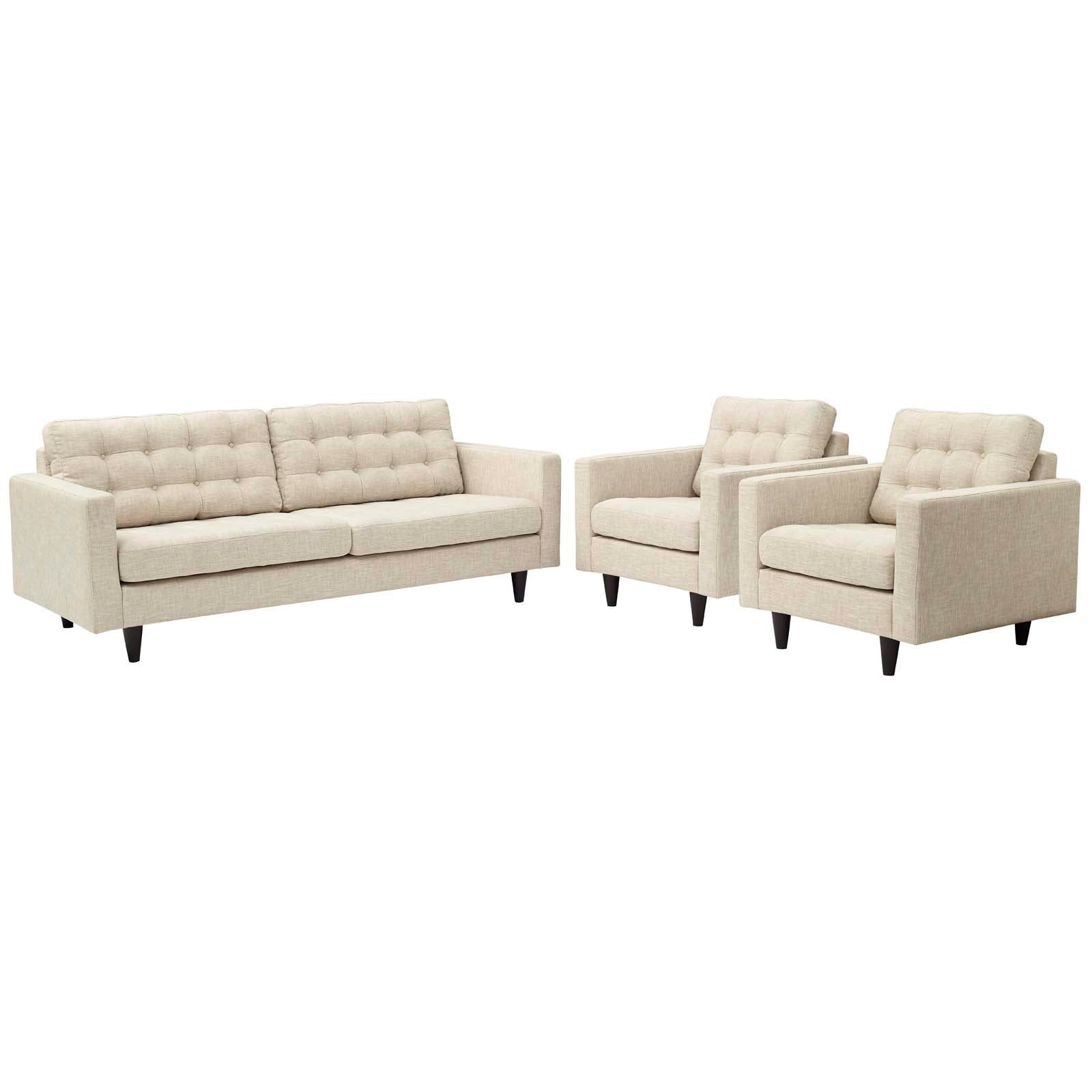 Modway Empress Sofa and Armchairs - Set of 3 | Sofas | 