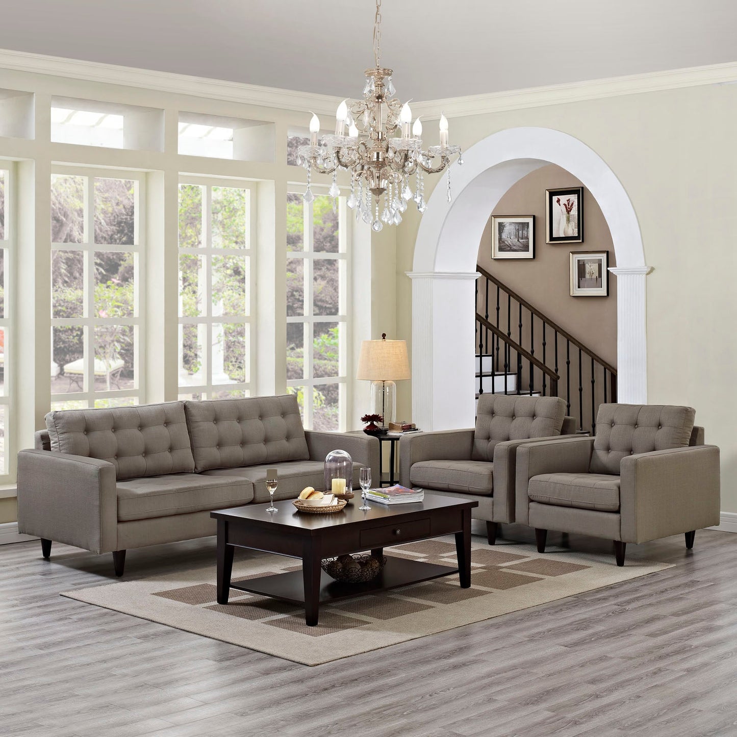 Modway Empress Sofa and Armchairs - Set of 3 | Sofas | 