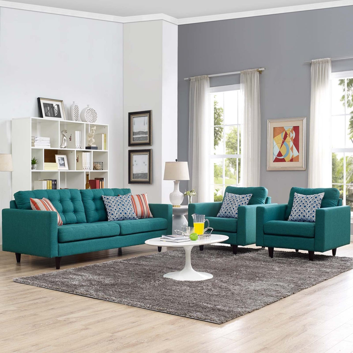 Modway Empress Sofa and Armchairs - Set of 3 | Sofas | 