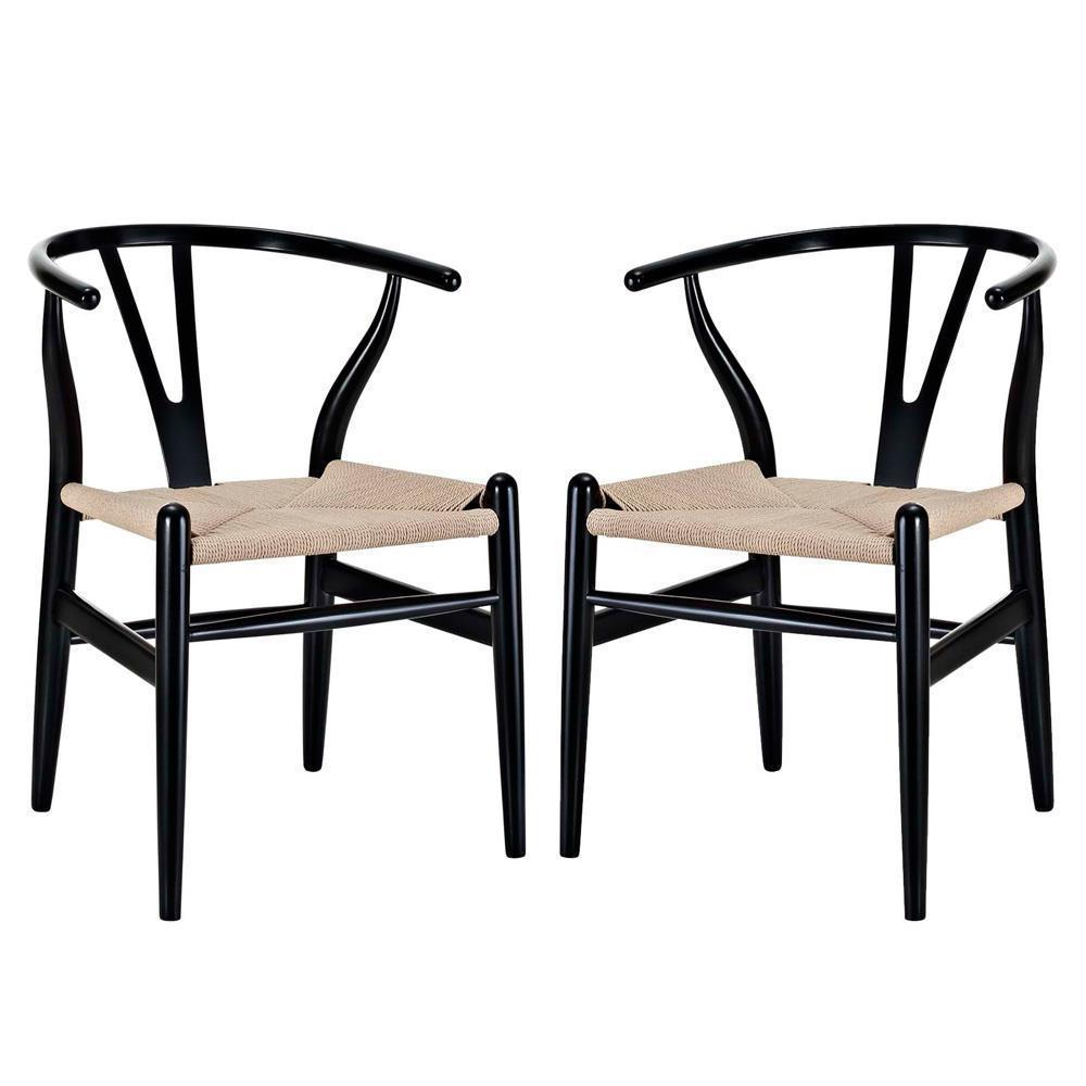 Modway Amish Dining Armchair Set of 2 - Black