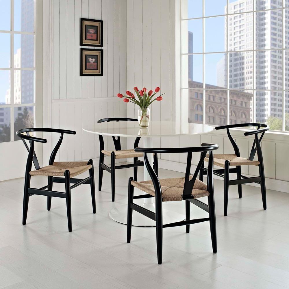 Modway Amish Dining Armchair Set of 4 - Black