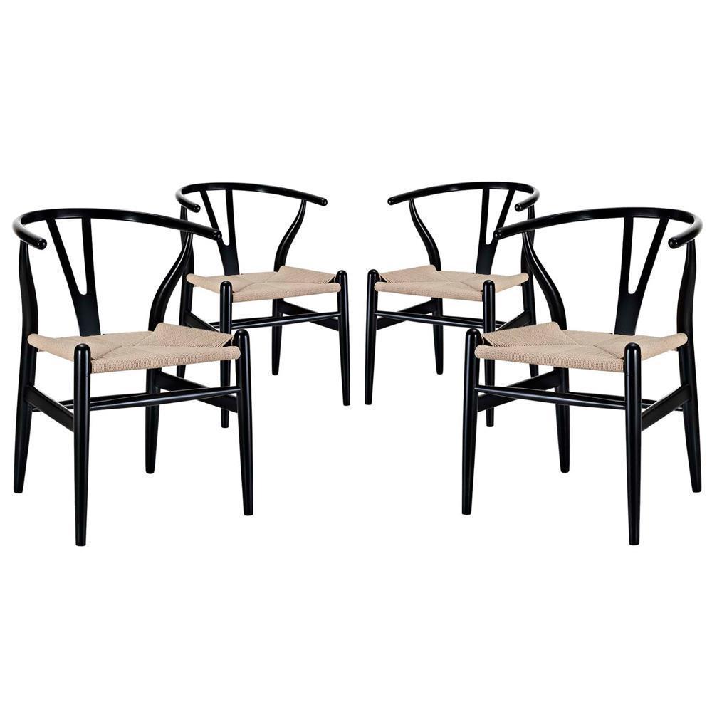 Modway Amish Dining Armchair Set of 4 - Black