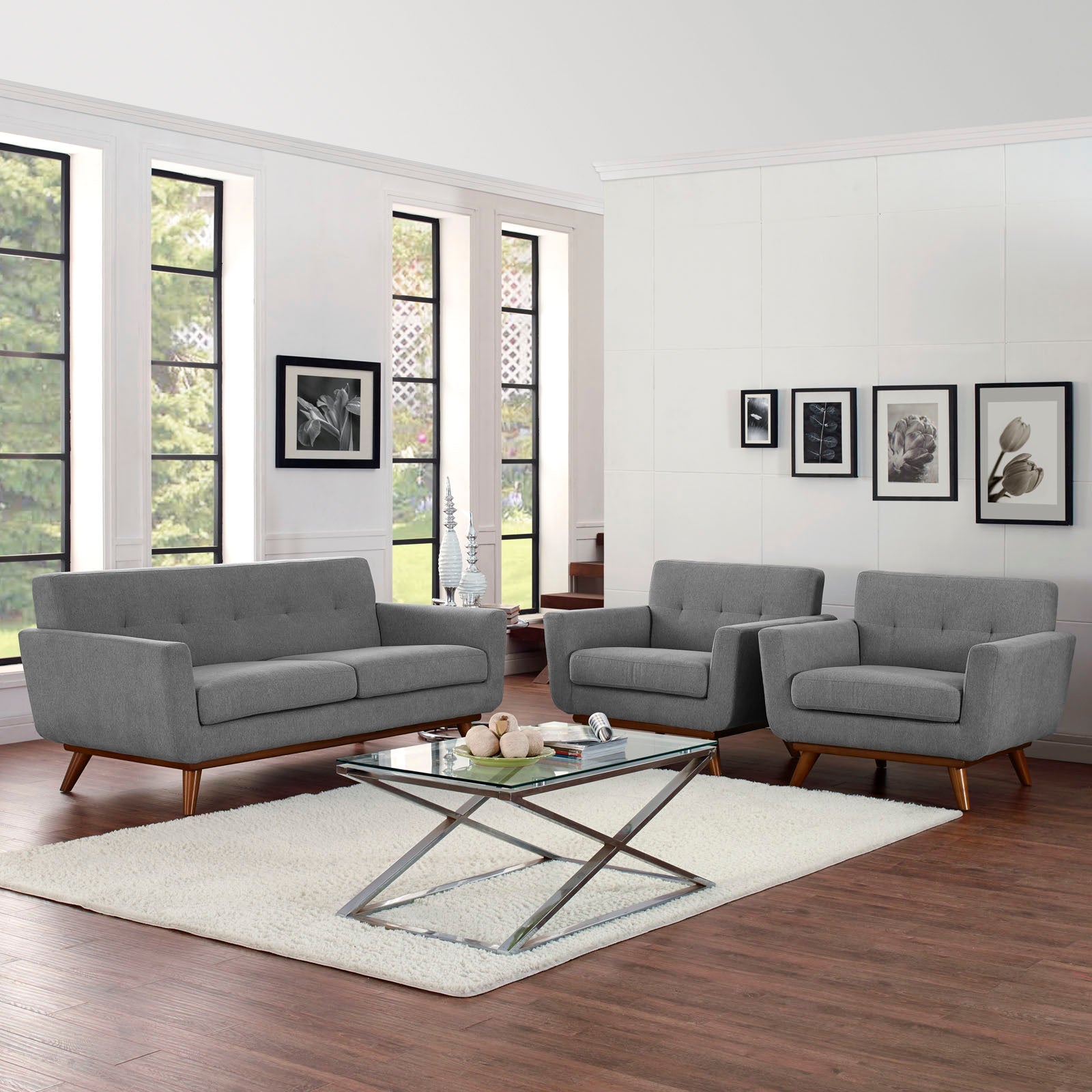 Modway Engage Armchairs and Loveseat - Set of 3 - EEI-1347 | Sofa Set | 
