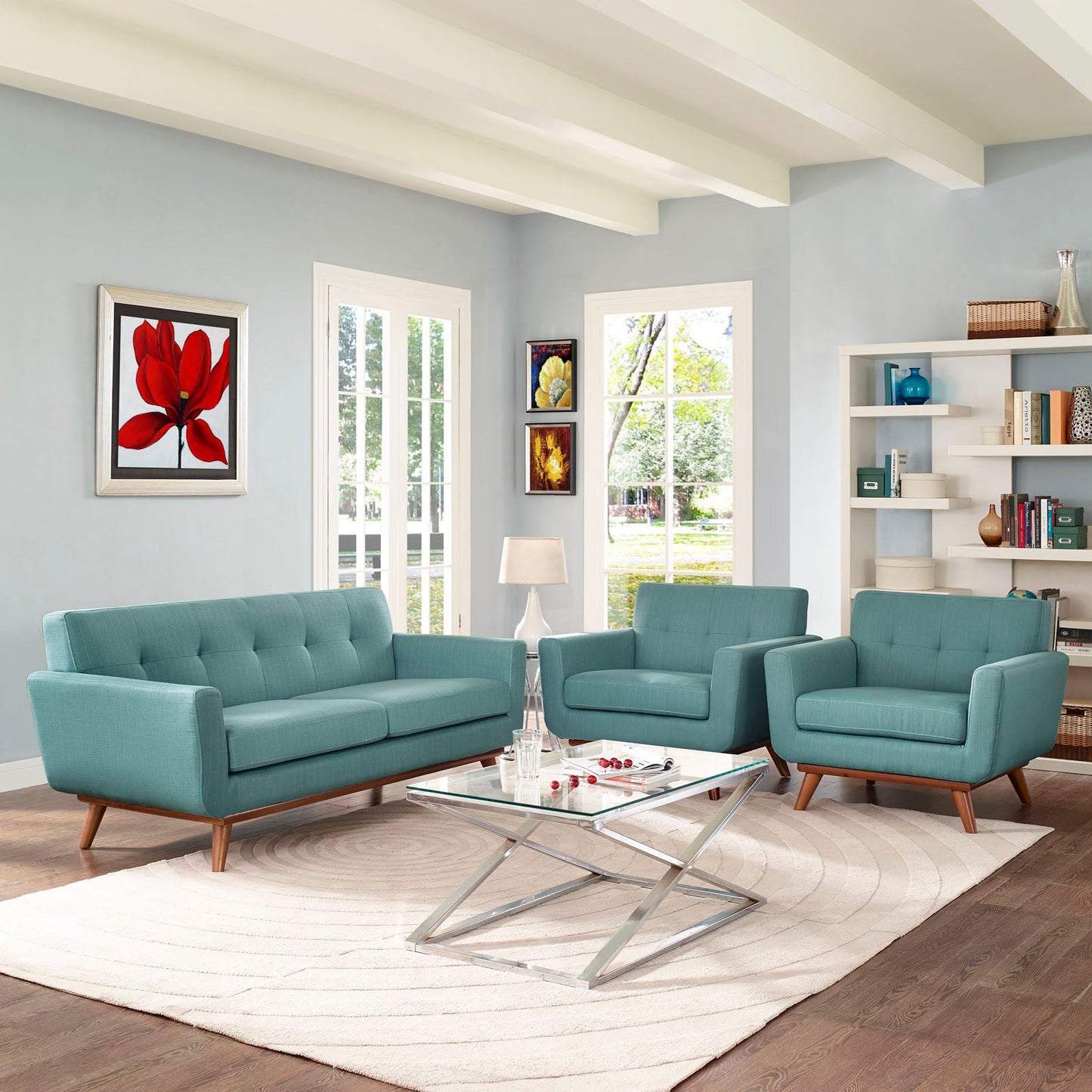 Modway Engage Armchairs and Loveseat - Set of 3 - EEI-1347 | Sofa Set-1