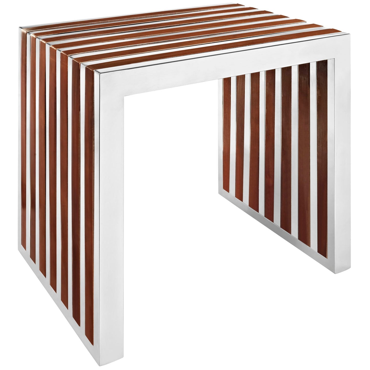 Modway Gridiron Small Wood Inlay Bench - Walnut | Stools & Benches | 