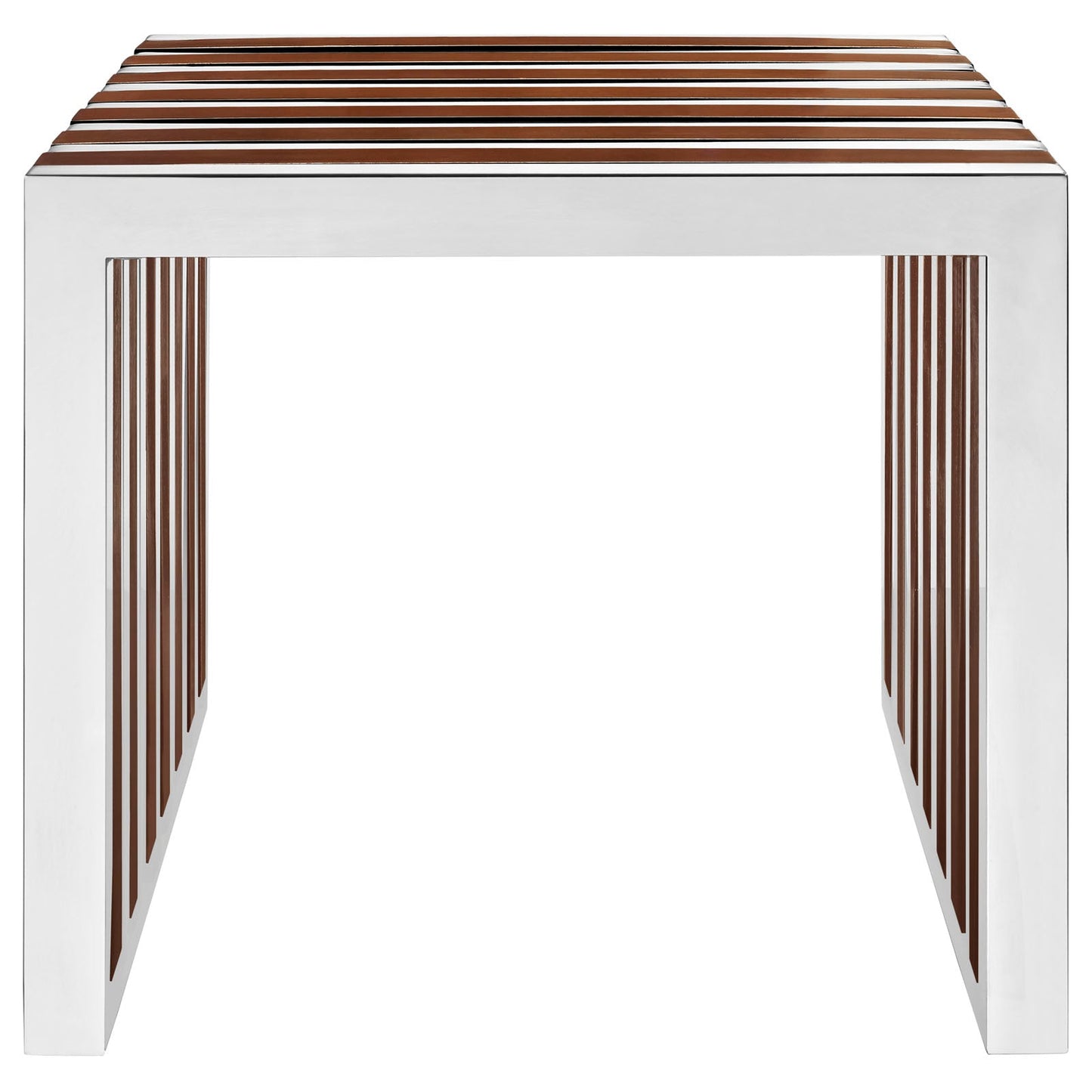 Modway Gridiron Small Wood Inlay Bench - Walnut | Stools & Benches | 