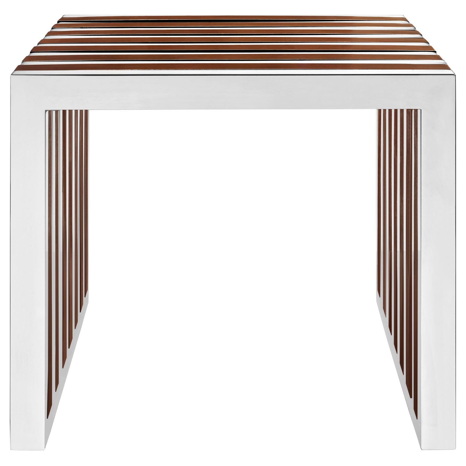 Modway Gridiron Small Wood Inlay Bench - Walnut | Stools & Benches | 