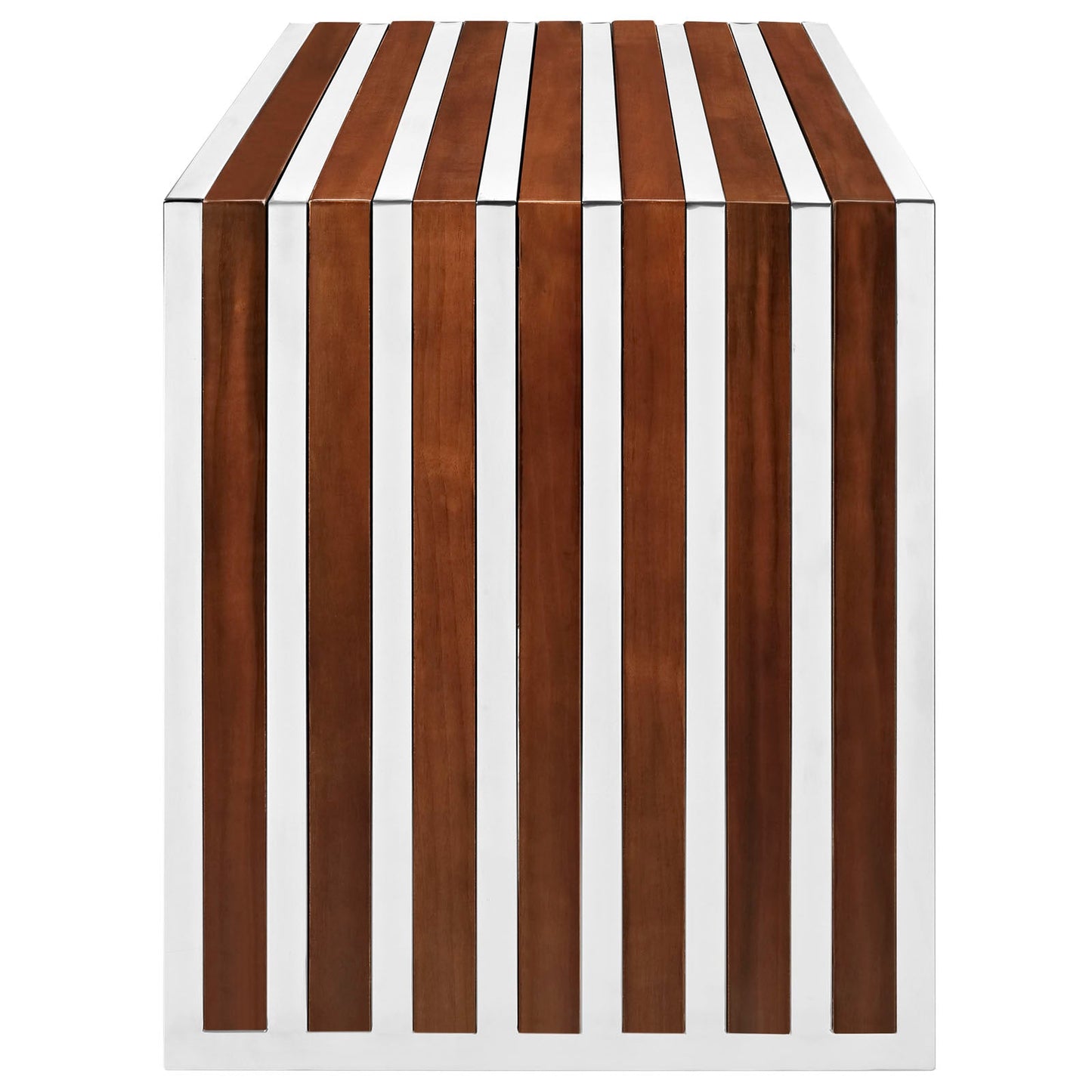 Modway Gridiron Small Wood Inlay Bench - Walnut | Stools & Benches | 