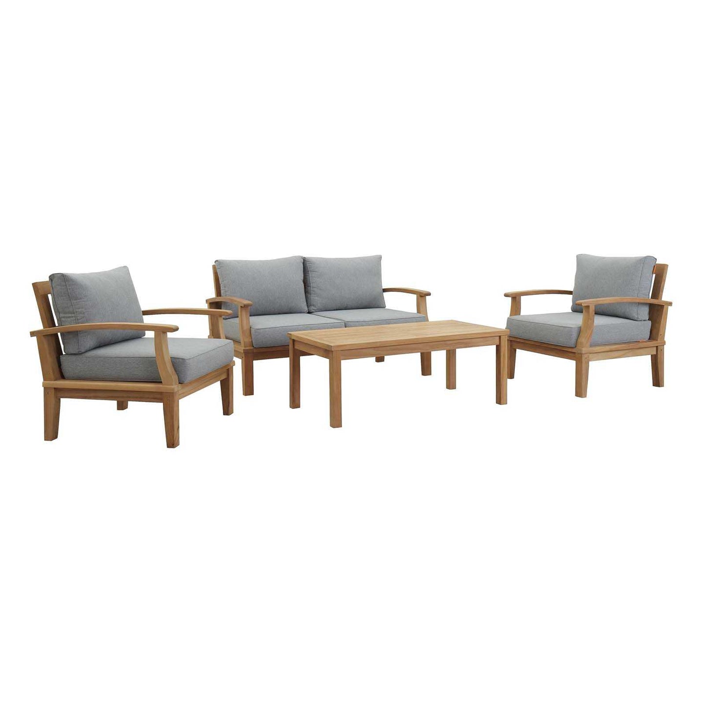 Modway EEI-1469 Marina 4 Piece Outdoor Patio Teak Sofa Set | Outdoor Sofas, Loveseats & Sectionals | 