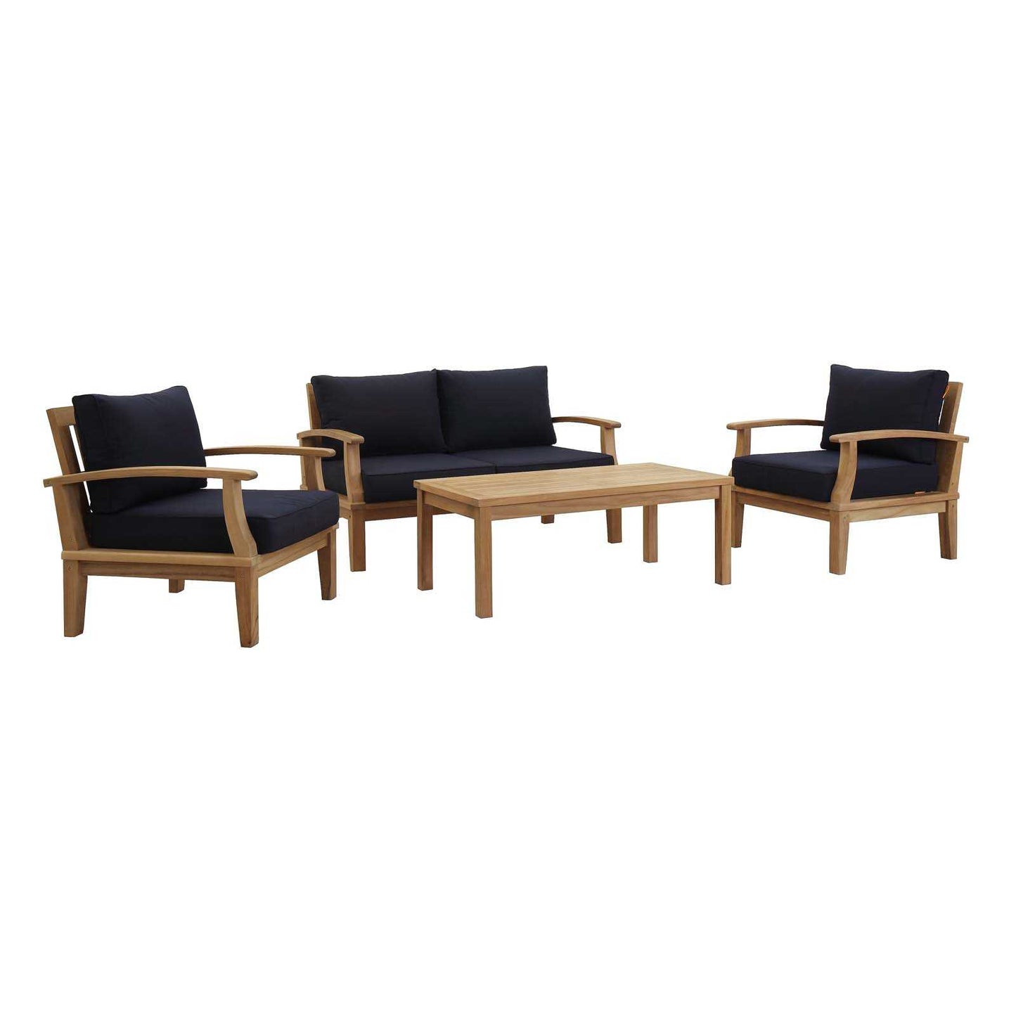 Modway EEI-1469 Marina 4 Piece Outdoor Patio Teak Sofa Set | Outdoor Sofas, Loveseats & Sectionals | 