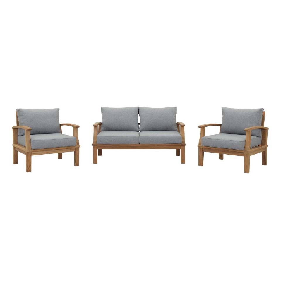Modway Marina 3 Piece Outdoor Patio Teak Set | Outdoor Sofas, Loveseats & Sectionals | Modishstore-2