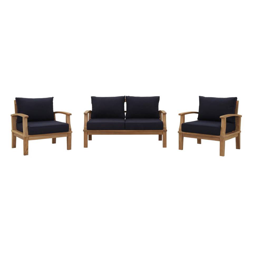 Modway Marina 3 Piece Outdoor Patio Teak Set | Outdoor Sofas, Loveseats & Sectionals | Modishstore-8