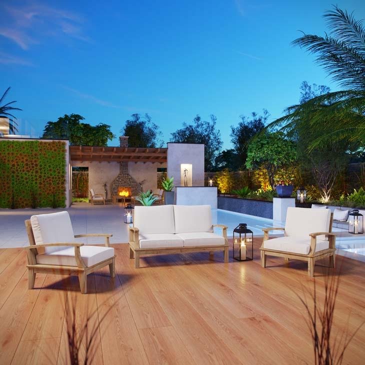 Modway Marina 3 Piece Outdoor Patio Teak Set | Outdoor Sofas, Loveseats & Sectionals | Modishstore-10