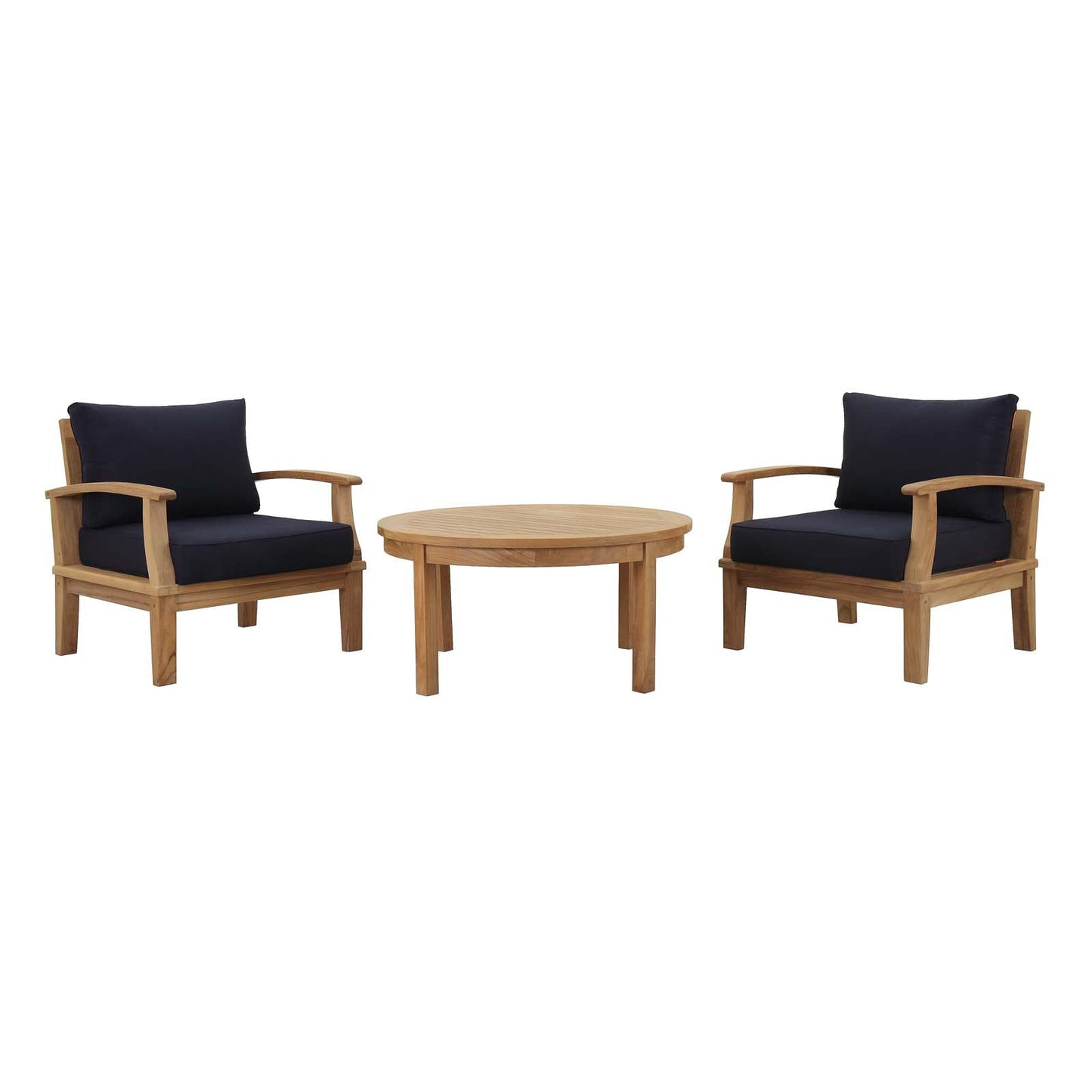 Modway EEI-1475 Marina 3 Piece Outdoor Patio Teak Sofa Set - Natural White | Outdoor Sofas, Loveseats & Sectionals | 