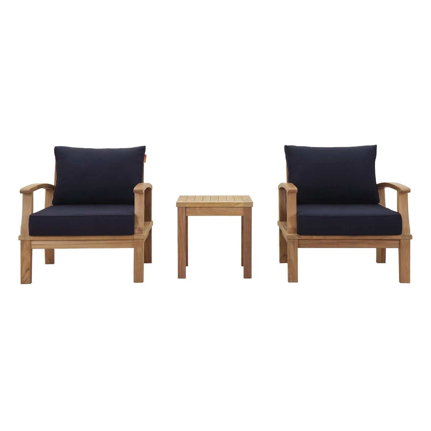 Modway EEI-1487 Marina 3 Piece Outdoor Patio Teak Sofa Set - Natural White | Outdoor Sofas, Loveseats & Sectionals | 