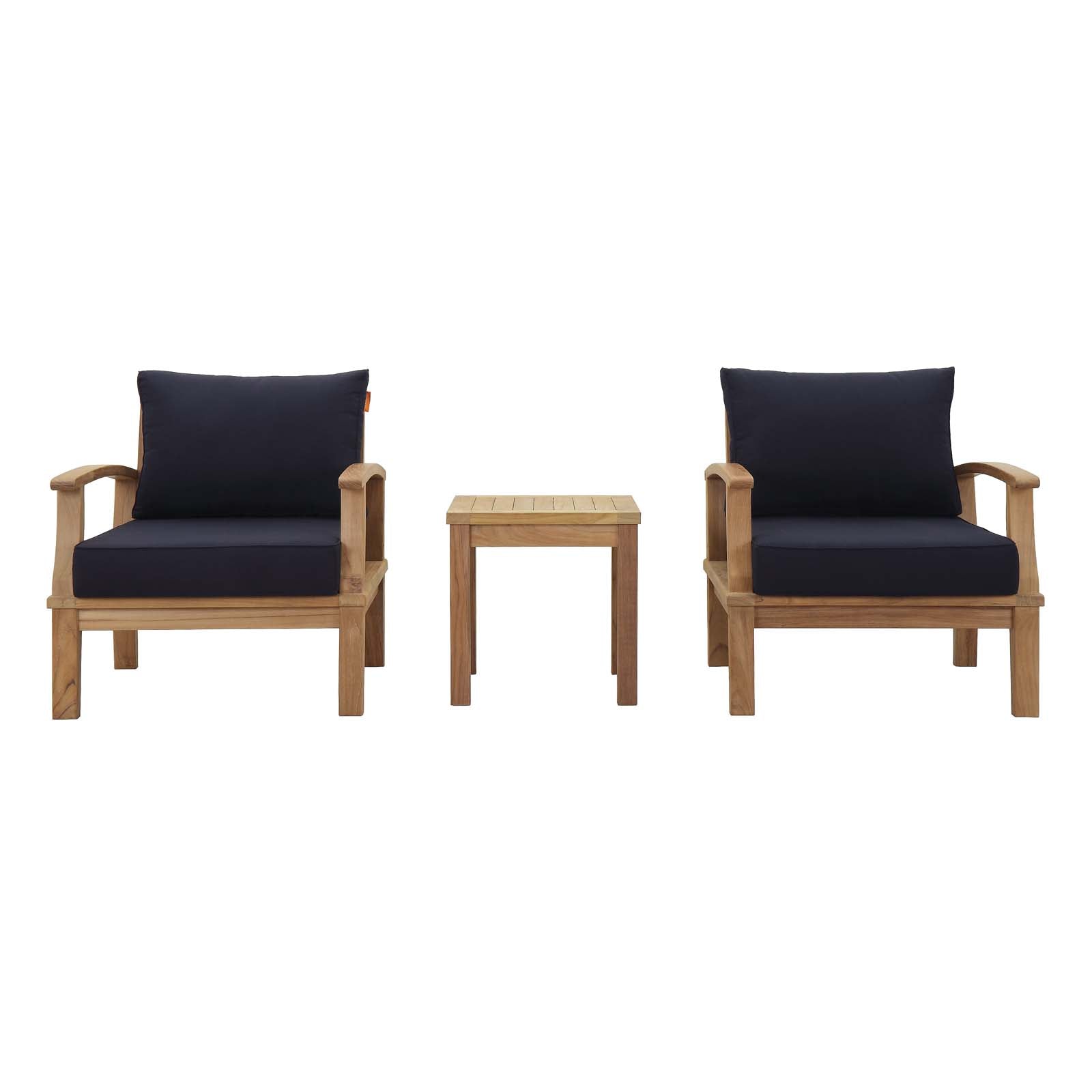 Modway EEI-1487 Marina 3 Piece Outdoor Patio Teak Sofa Set - Natural White | Outdoor Sofas, Loveseats & Sectionals | 
