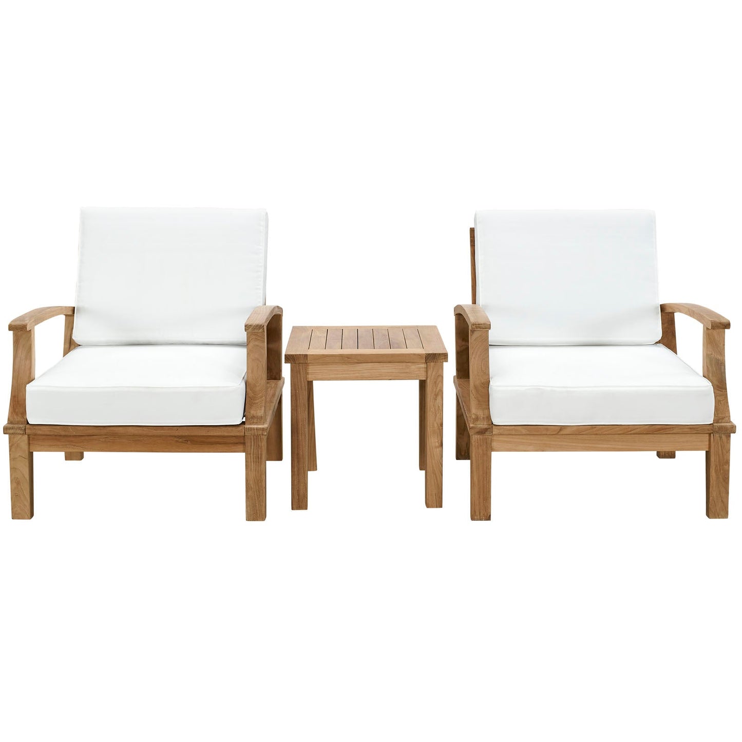 Modway EEI-1487 Marina 3 Piece Outdoor Patio Teak Sofa Set - Natural White | Outdoor Sofas, Loveseats & Sectionals | 