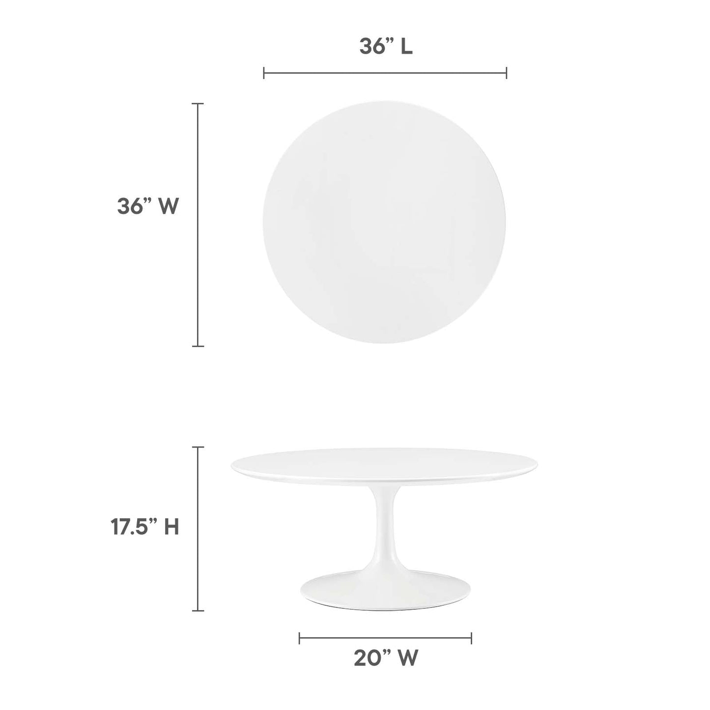 Modway Lippa 36" Coffee Table in White - EEI-1646
