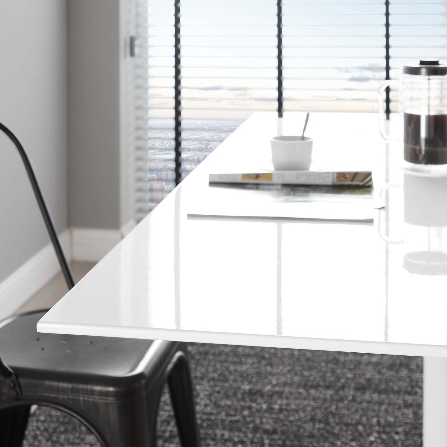 Modway Lippa 60" Rectangle Wood Top Dining Table in White - EEI-1656