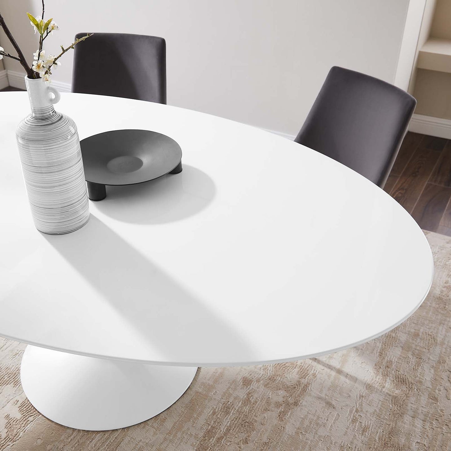 Modway Lippa 78" Oval Wood Top Dining Table in White - EEI-1657