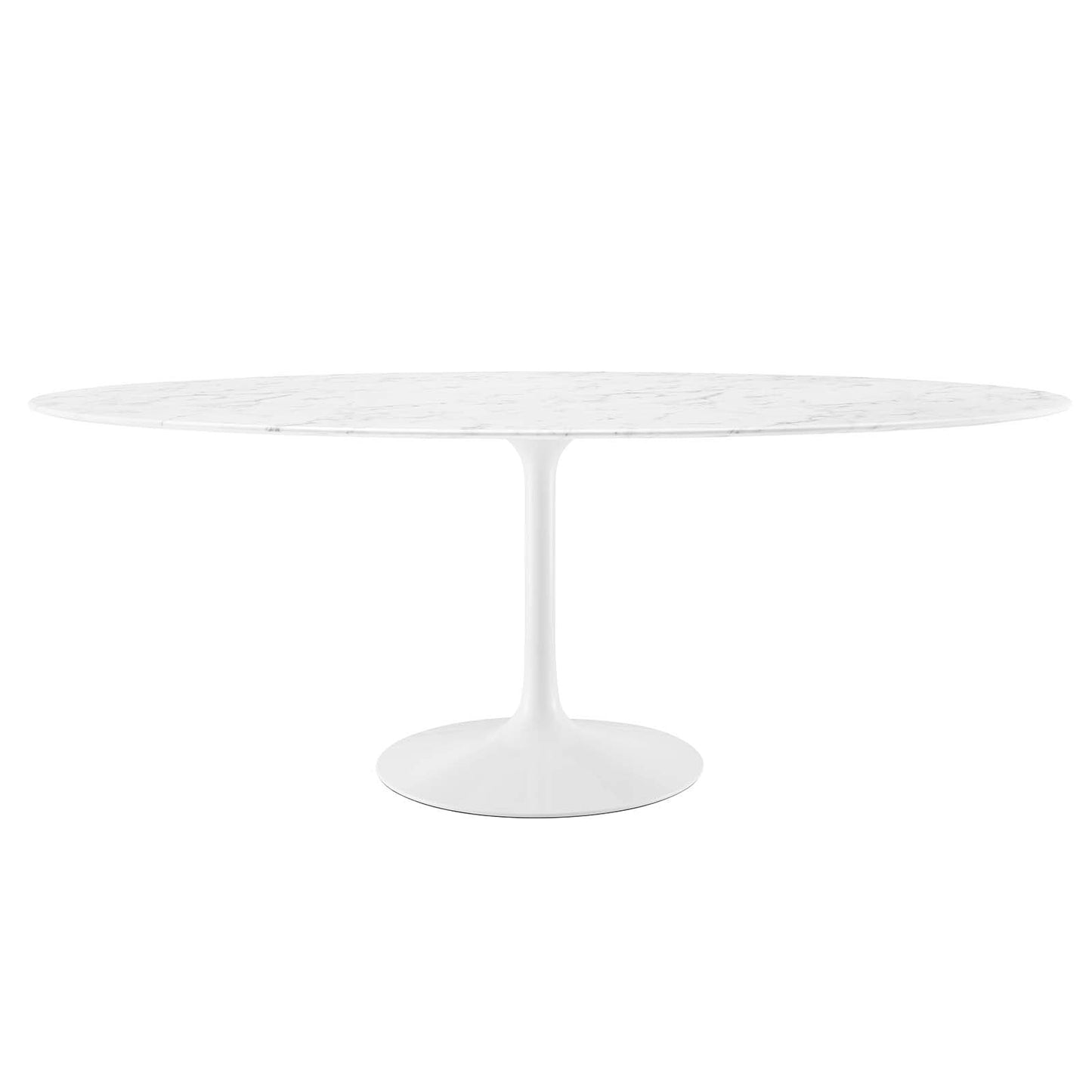 Modway Lippa 78" Oval Artificial Marble Dining Table in White - EEI-1659