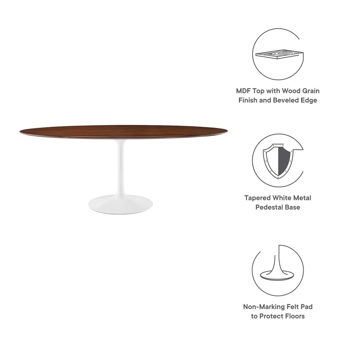 Modway Lippa 78" Oval Wood Dining Table in Walnut - EEI-1661