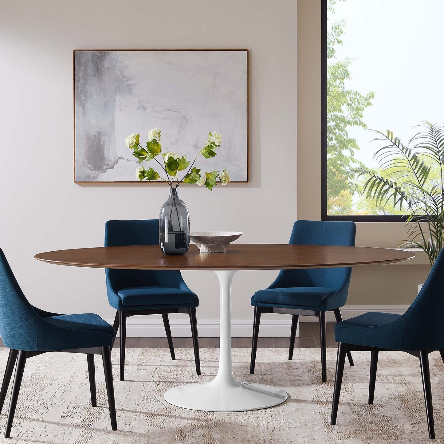 Modway Lippa 78" Oval Wood Dining Table in Walnut - EEI-1661