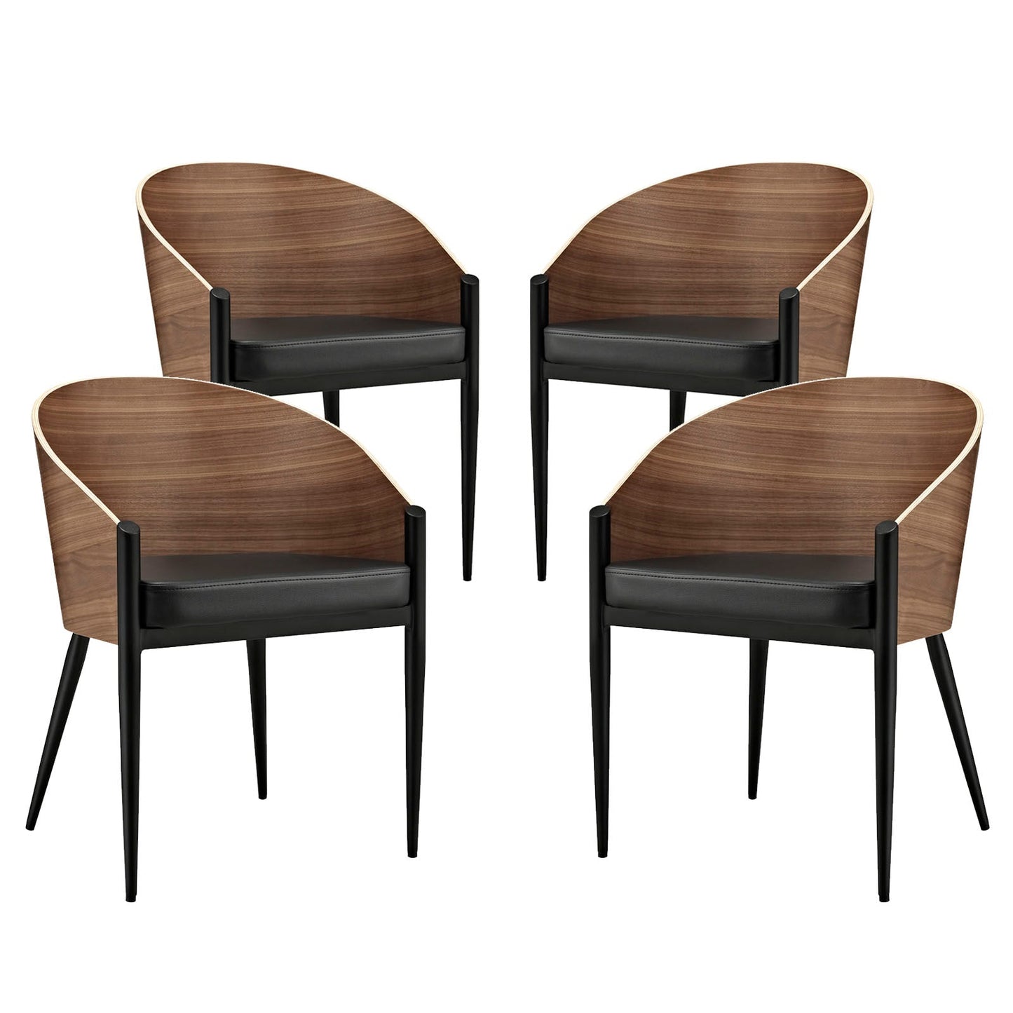 Modway Cooper Dining Chairs Set of 4 - Walnut | Dining Chairs | 