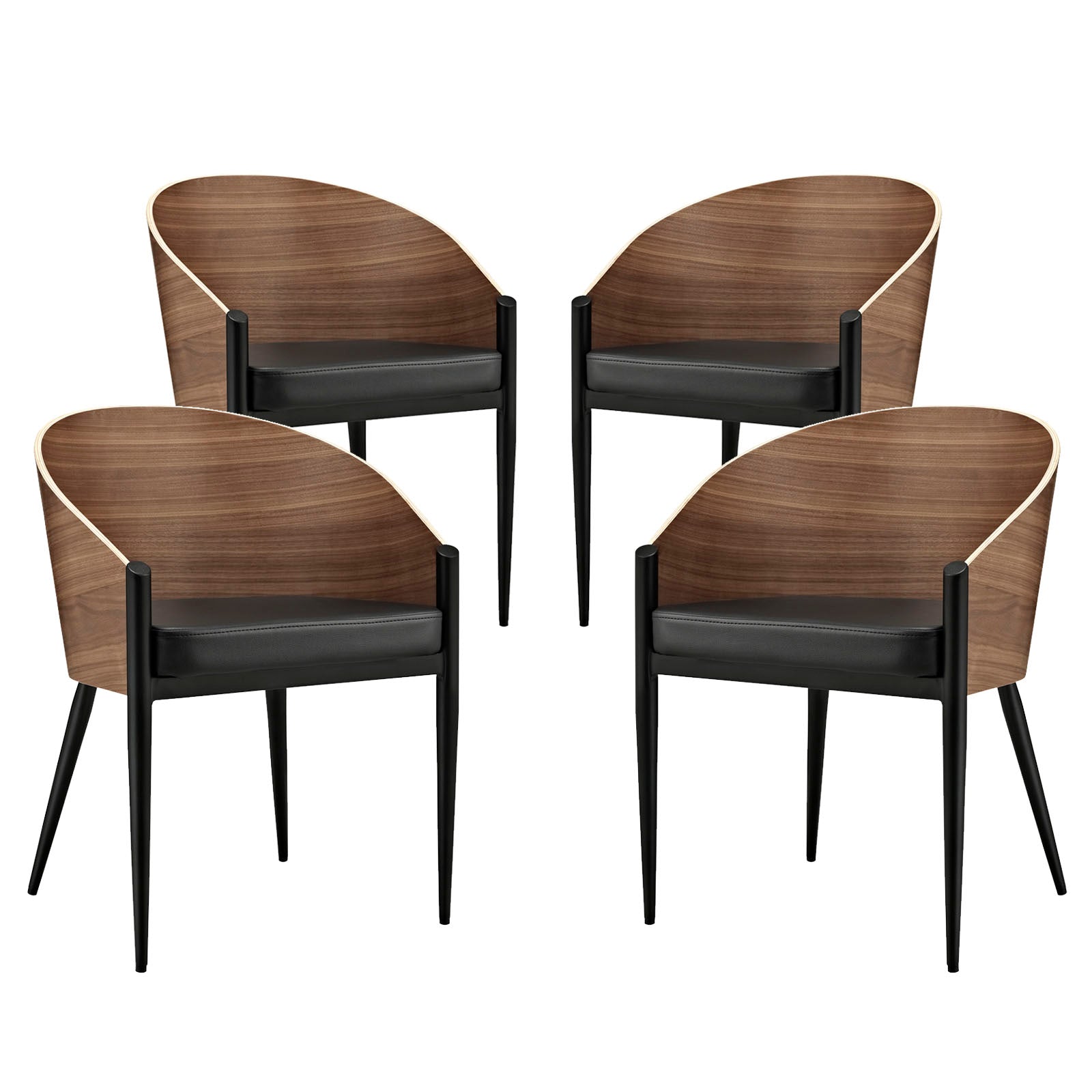 Modway Cooper Dining Chairs Set of 4 - Walnut | Dining Chairs | 