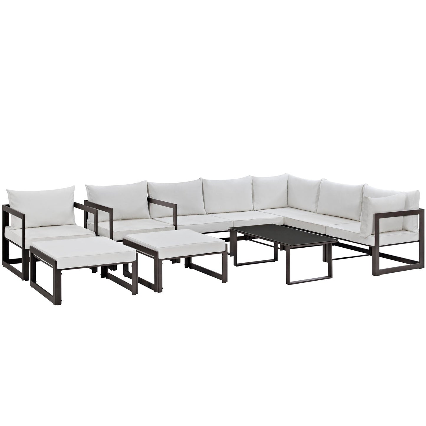 Modway Fortuna 10 Piece Outdoor Patio Sectional Sofa Set | Outdoor Sofas, Loveseats & Sectionals | 