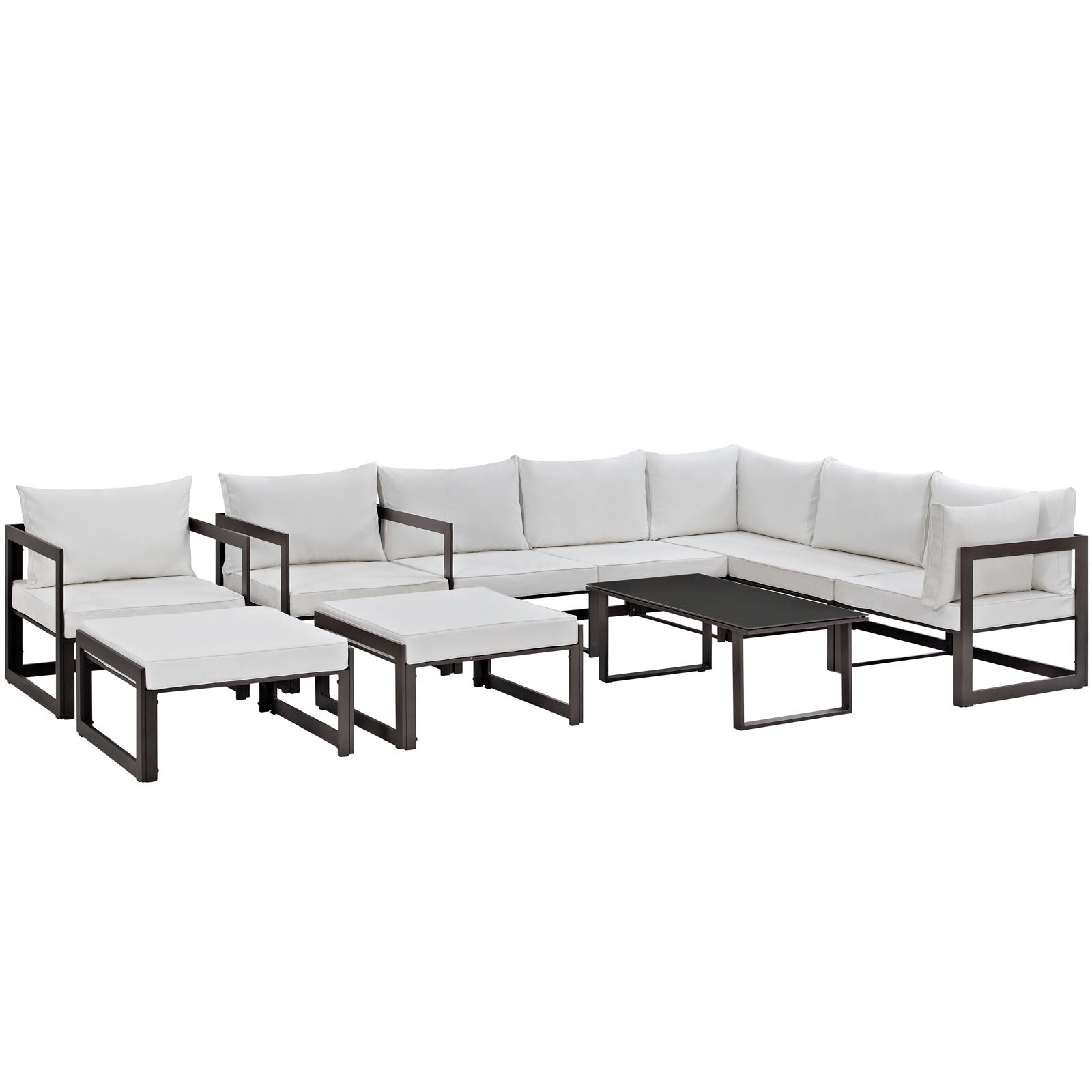 Modway Fortuna 10 Piece Outdoor Patio Sectional Sofa Set | Outdoor Sofas, Loveseats & Sectionals | 