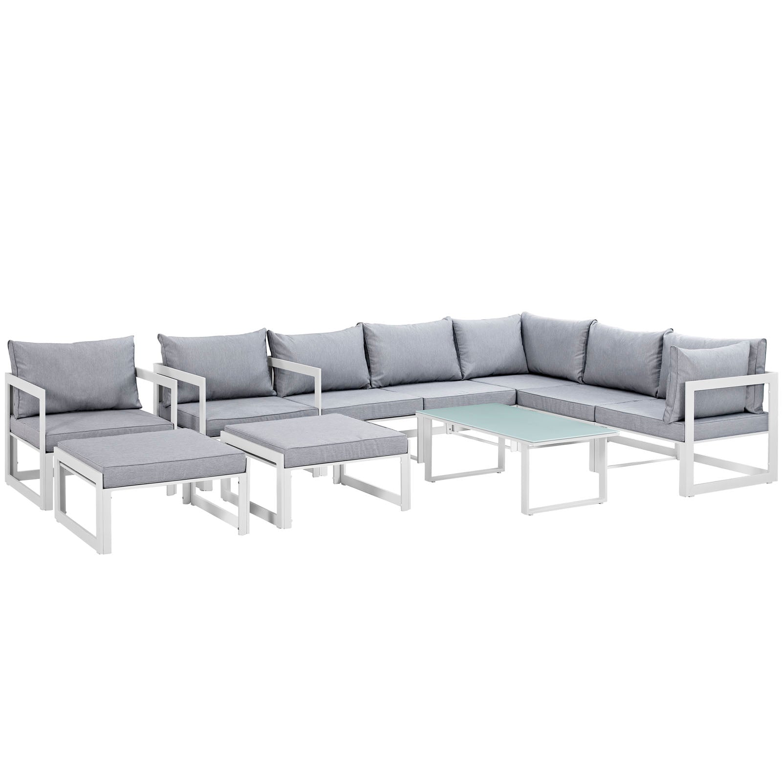 Modway Fortuna 10 Piece Outdoor Patio Sectional Sofa Set | Outdoor Sofas, Loveseats & Sectionals | 