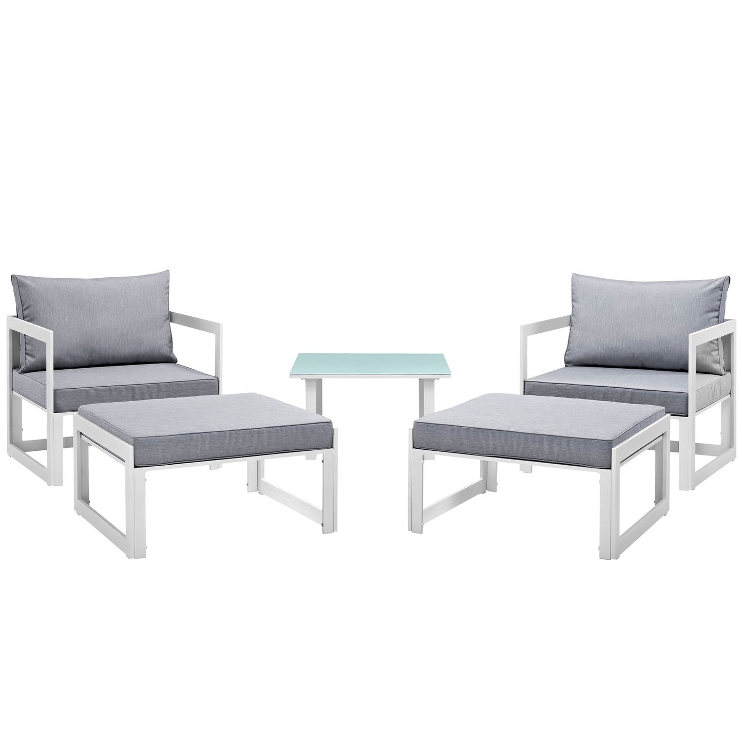 Modway Fortuna 5 Piece Outdoor Patio Sectional Sofa Set - EEI-1721 | Outdoor Sofas, Loveseats & Sectionals | 