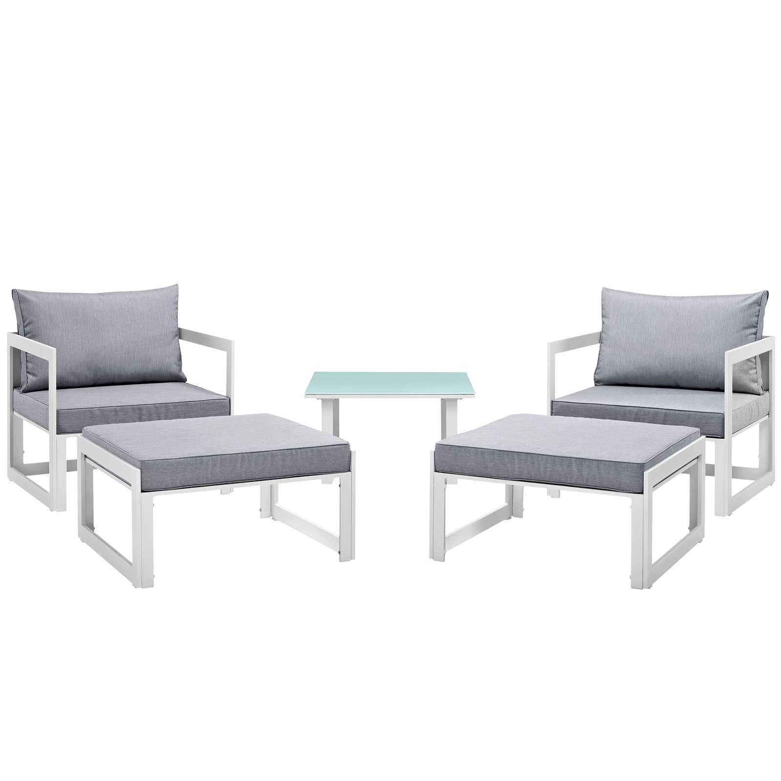 Modway Fortuna 5 Piece Outdoor Patio Sectional Sofa Set - EEI-1721 | Outdoor Sofas, Loveseats & Sectionals | 