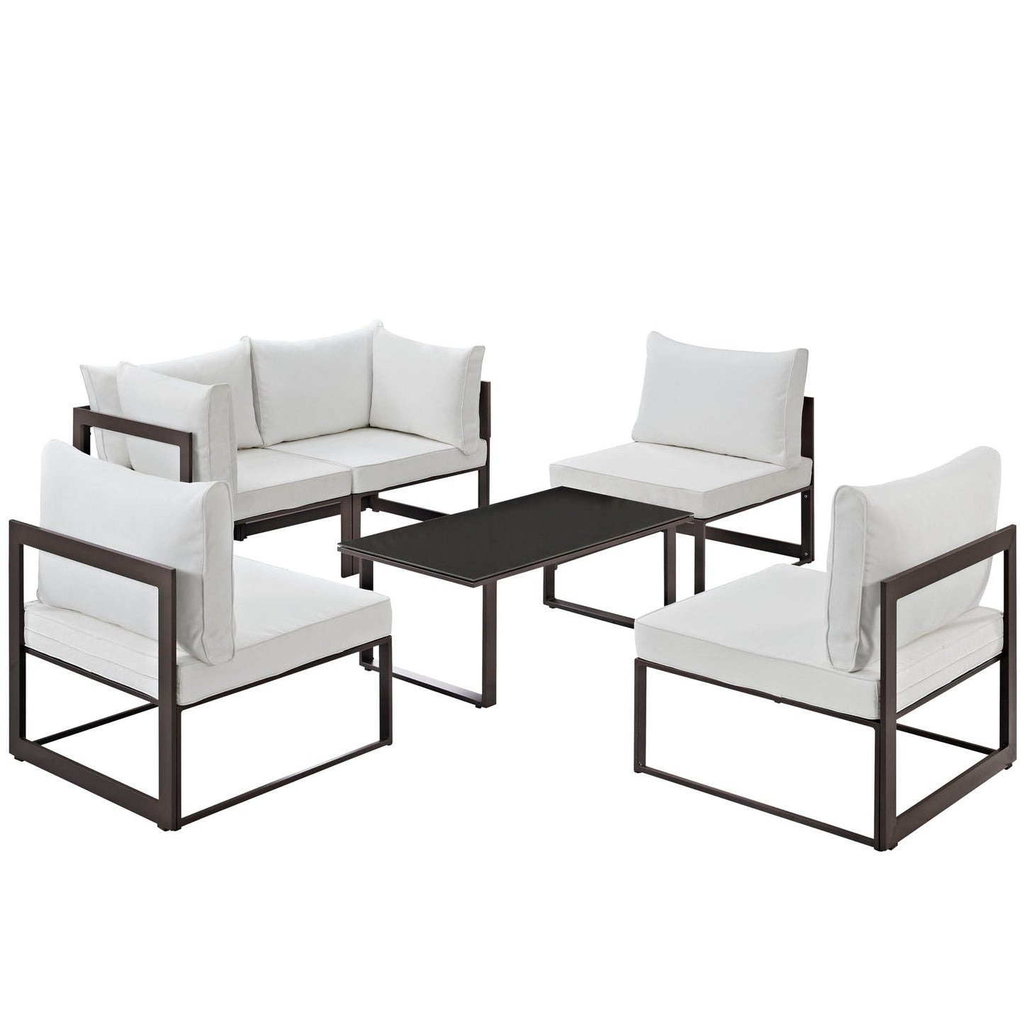 Modway Fortuna 6 Piece Outdoor Patio Sectional Sofa Set - EEI-1726 | Outdoor Sofas, Loveseats & Sectionals | 