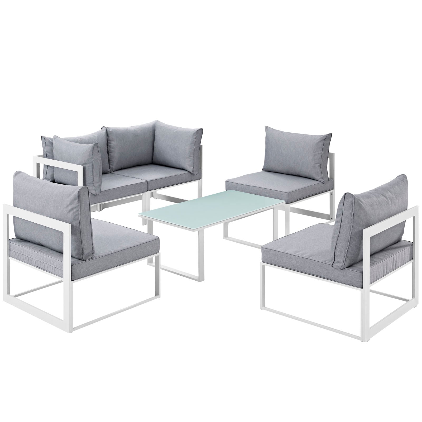 Modway Fortuna 6 Piece Outdoor Patio Sectional Sofa Set - EEI-1726 | Outdoor Sofas, Loveseats & Sectionals | 