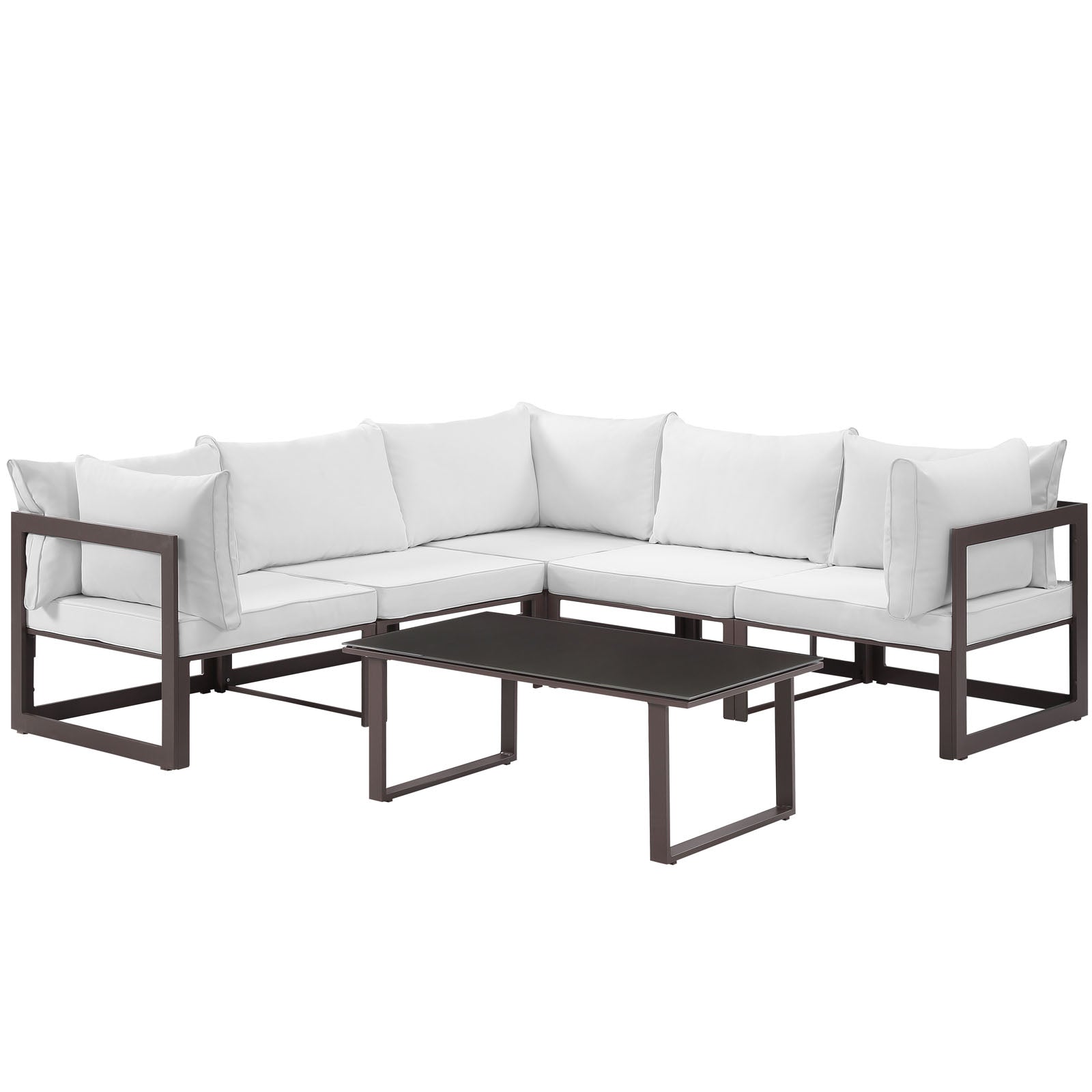 Modway Fortuna 6 Piece Outdoor Patio Sectional Sofa Set - EEI-1732 | Outdoor Sofas, Loveseats & Sectionals | 