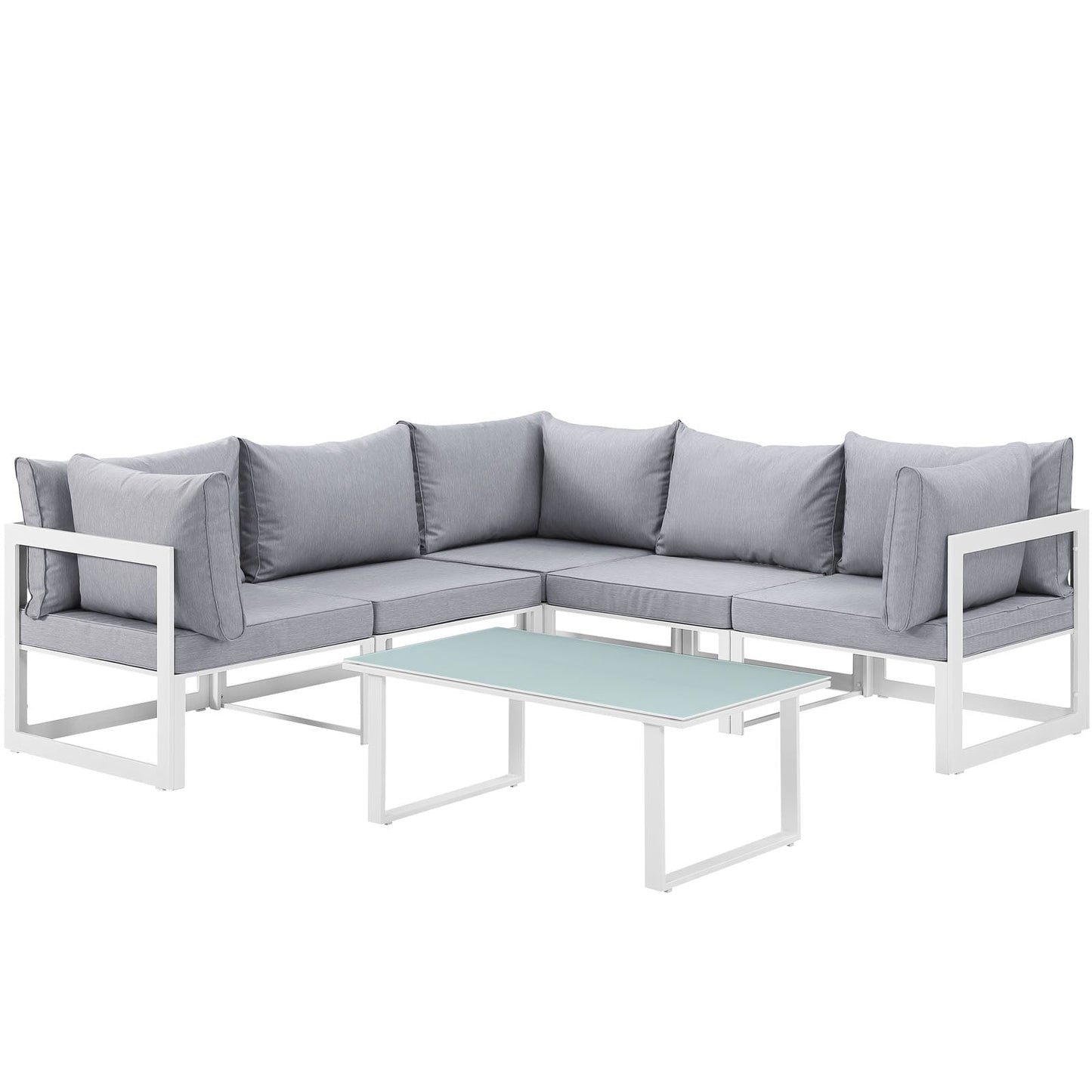 Modway Fortuna 6 Piece Outdoor Patio Sectional Sofa Set - EEI-1732 | Outdoor Sofas, Loveseats & Sectionals | 