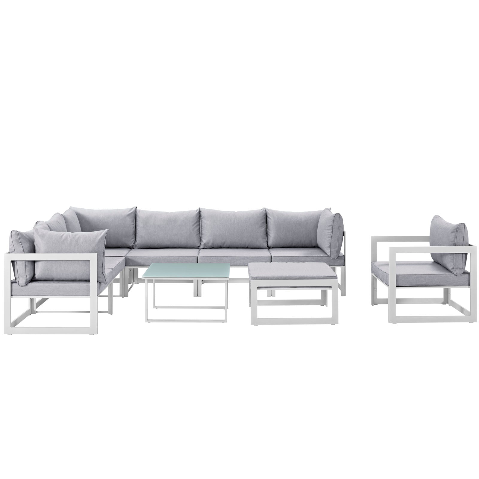Modway Fortuna 9 Piece Outdoor Patio Sectional Sofa Set - EEI-1734 | Outdoor Sofas, Loveseats & Sectionals | 