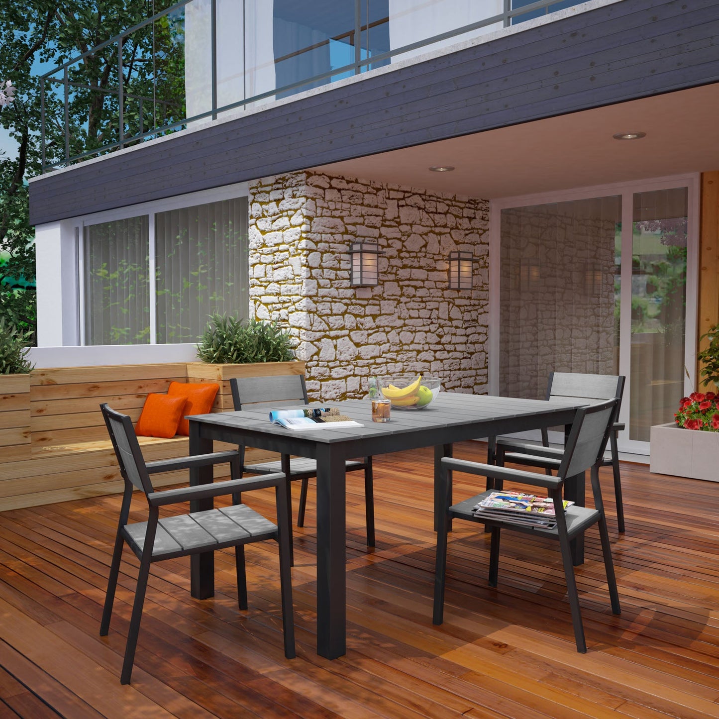 Modway Maine 5 Piece Outdoor Patio Dining Set - EEI-1747 | Outdoor Dining Set | Modishstore