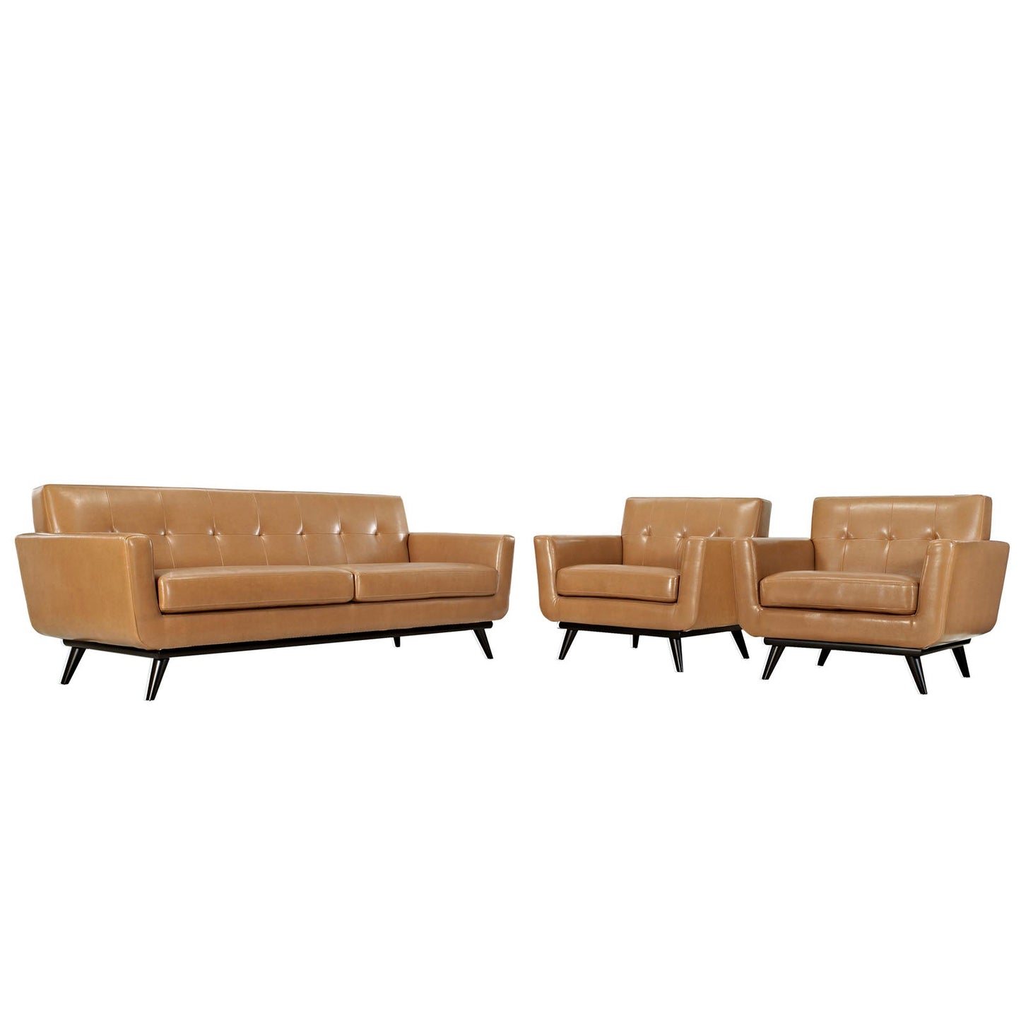 Modway Engage 3 Piece Leather Living Room Set - EEI-1763 | Sofas