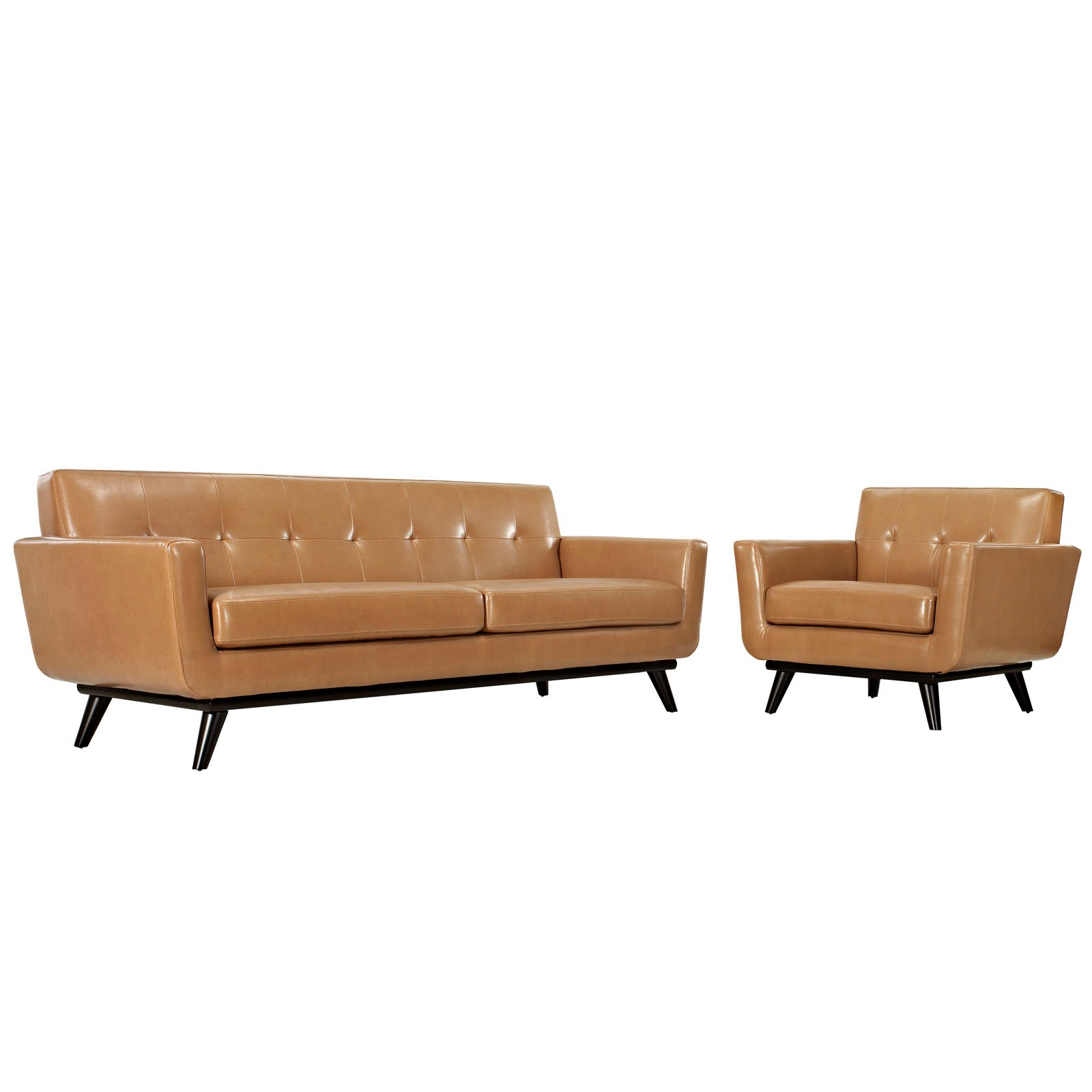 Modway Engage 2 Piece Leather Living Room Set - EEI-1766 | Sofas