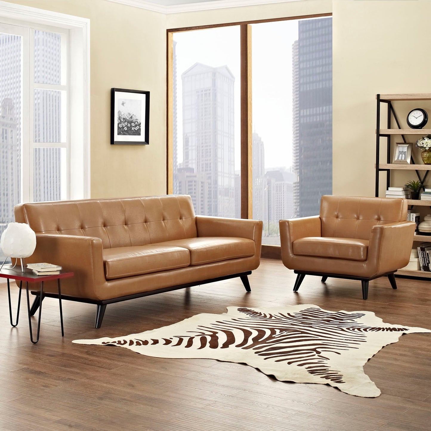 Modway Engage 2 Piece Leather Living Room Set - EEI-1766 | Sofas | 