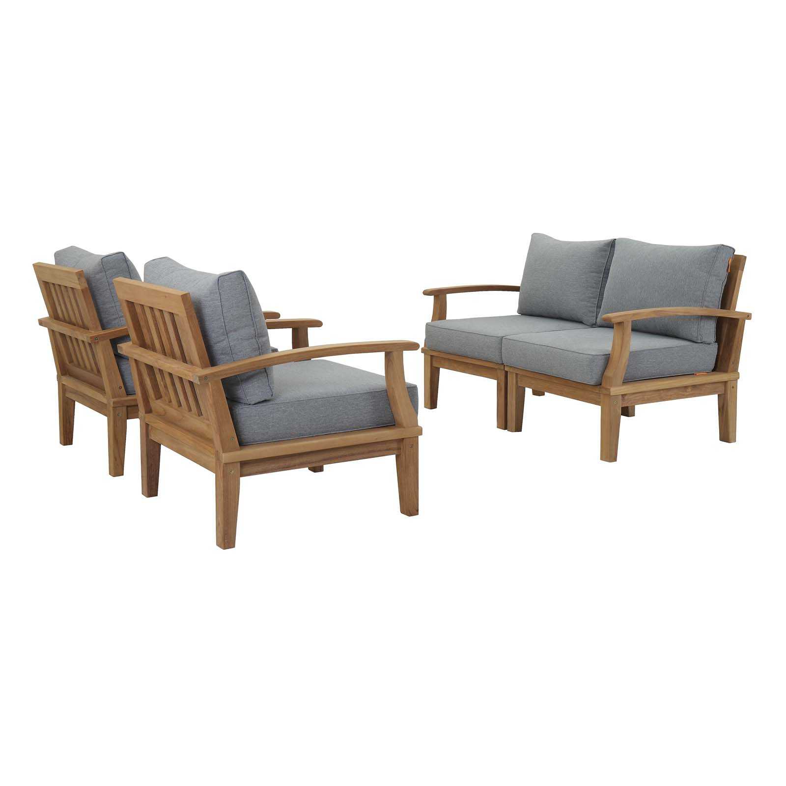 Modway EEI-1818 Marina 4 Piece Outdoor Patio Teak Sofa Set | Outdoor Sofas, Loveseats & Sectionals | 