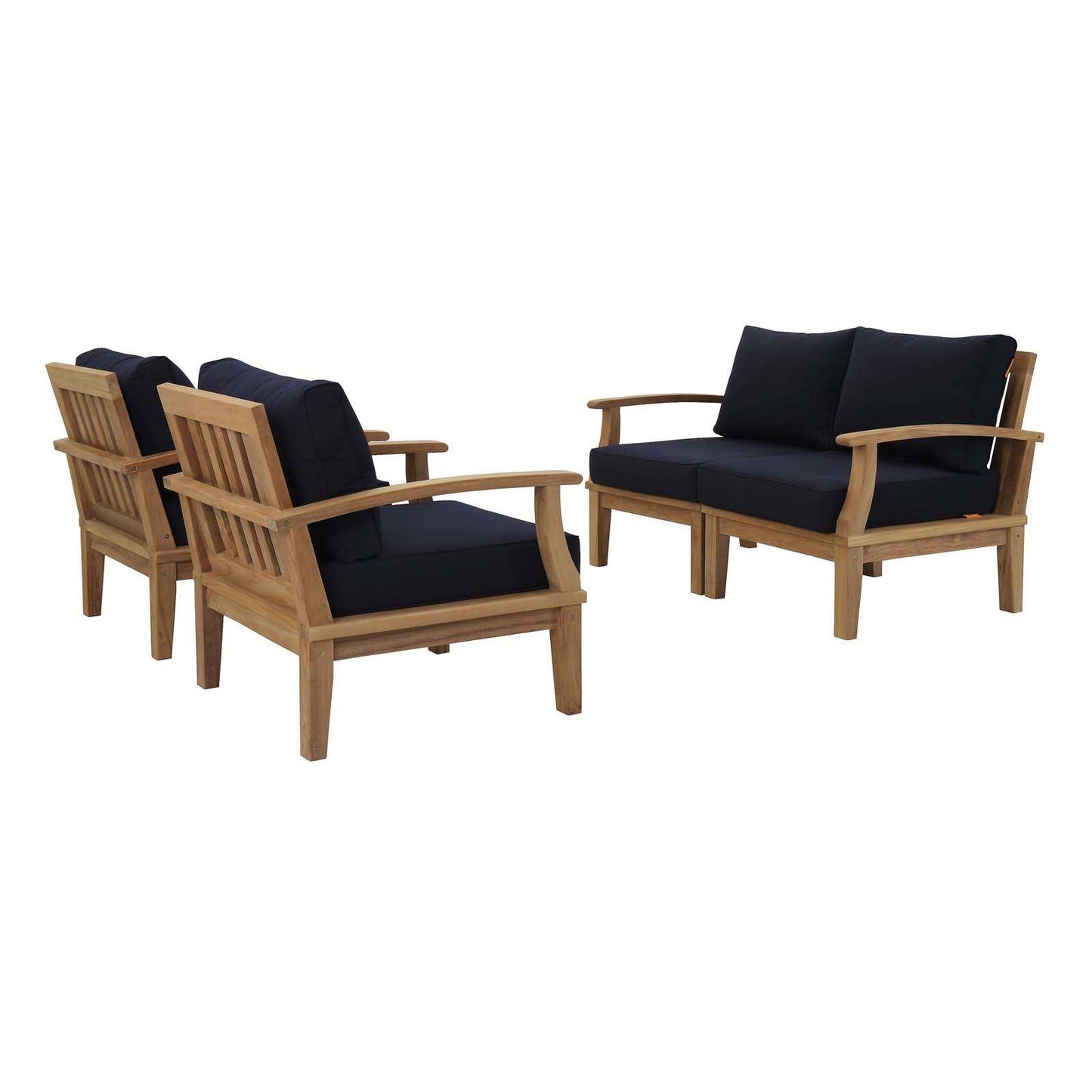 Modway EEI-1818 Marina 4 Piece Outdoor Patio Teak Sofa Set | Outdoor Sofas, Loveseats & Sectionals | 