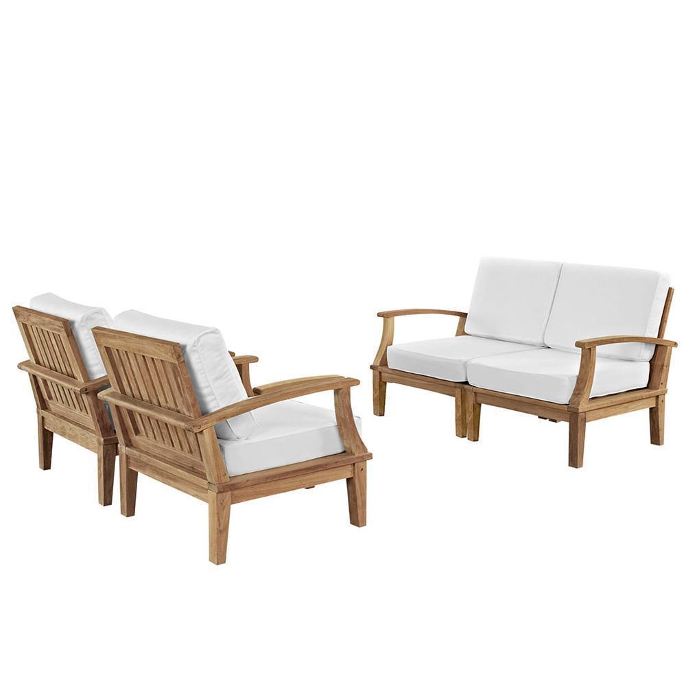 Modway EEI-1818 Marina 4 Piece Outdoor Patio Teak Sofa Set | Outdoor Sofas, Loveseats & Sectionals | 