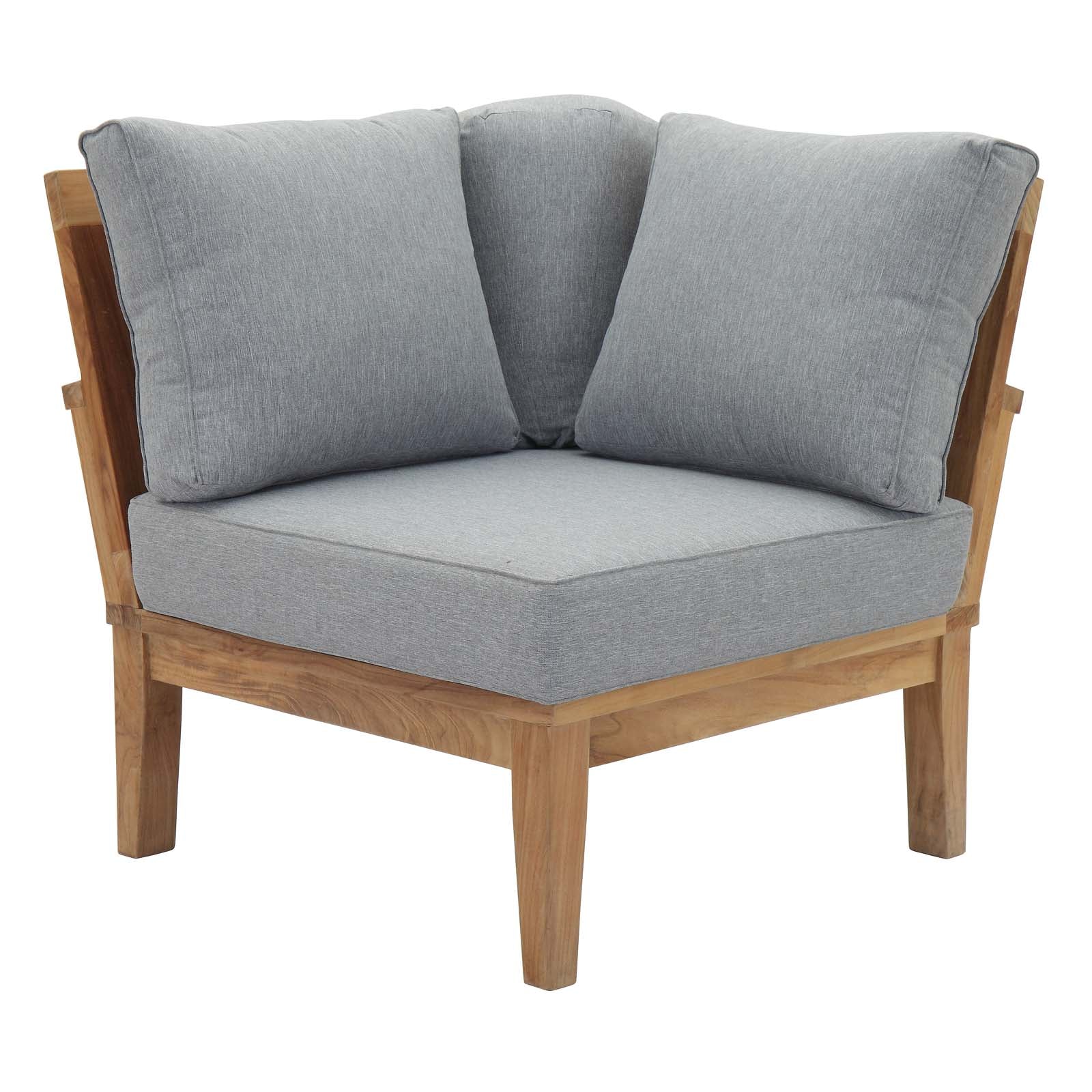 Modway EEI-1820 Marina 3 Piece Outdoor Patio Teak Sofa Set - Natural White | Outdoor Sofas, Loveseats & Sectionals | 