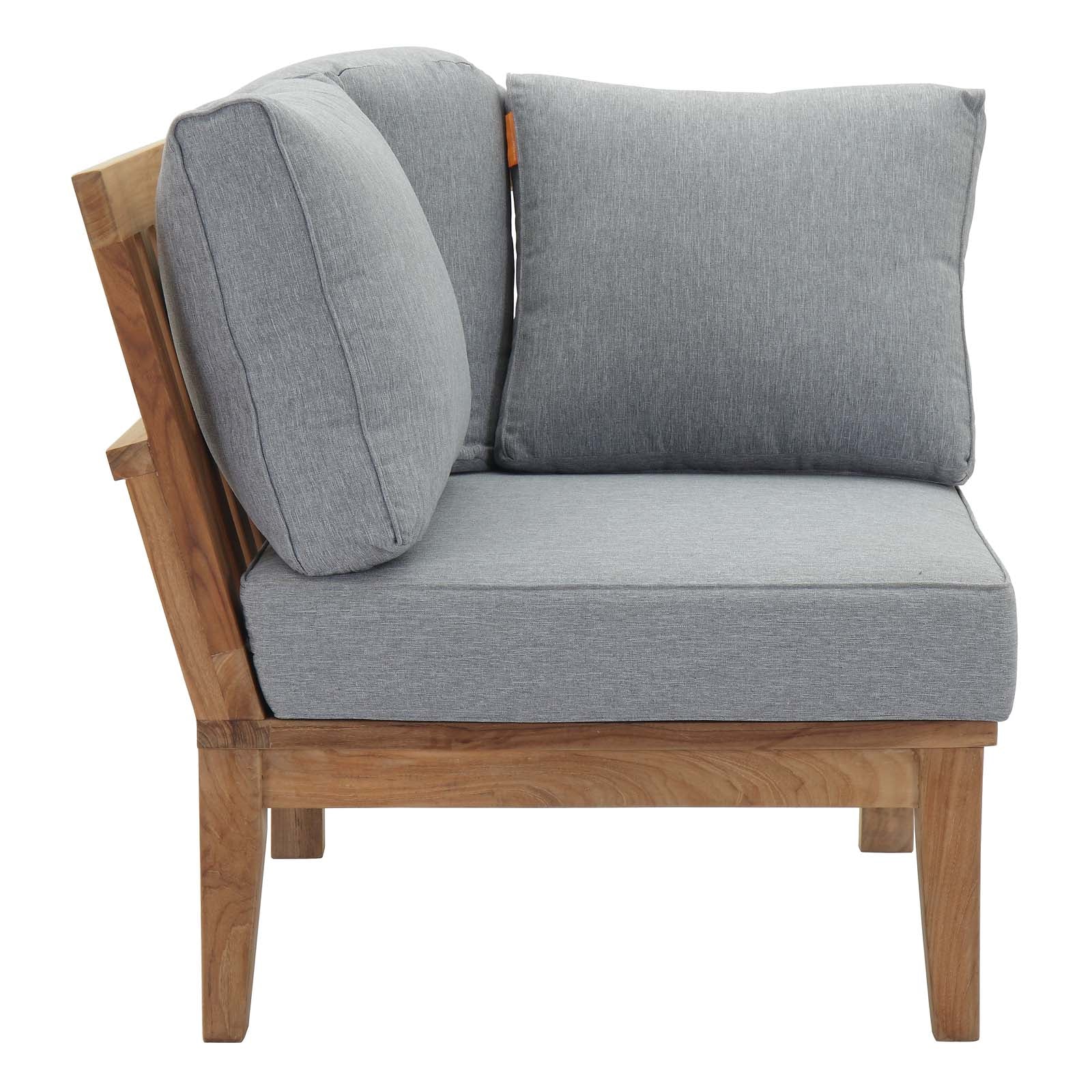 Modway EEI-1820 Marina 3 Piece Outdoor Patio Teak Sofa Set - Natural White | Outdoor Sofas, Loveseats & Sectionals | 