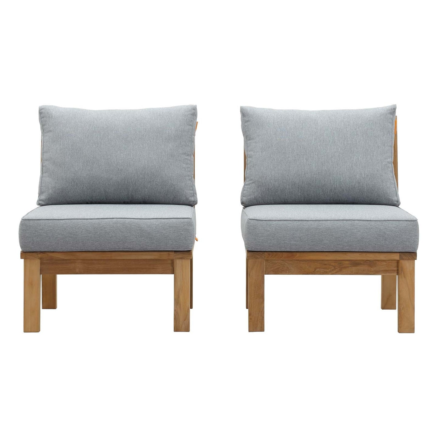 Modway EEI-1821 Marina 2 Piece Outdoor Patio Teak Sofa Set - Natural White | Outdoor Sofas, Loveseats & Sectionals | 
