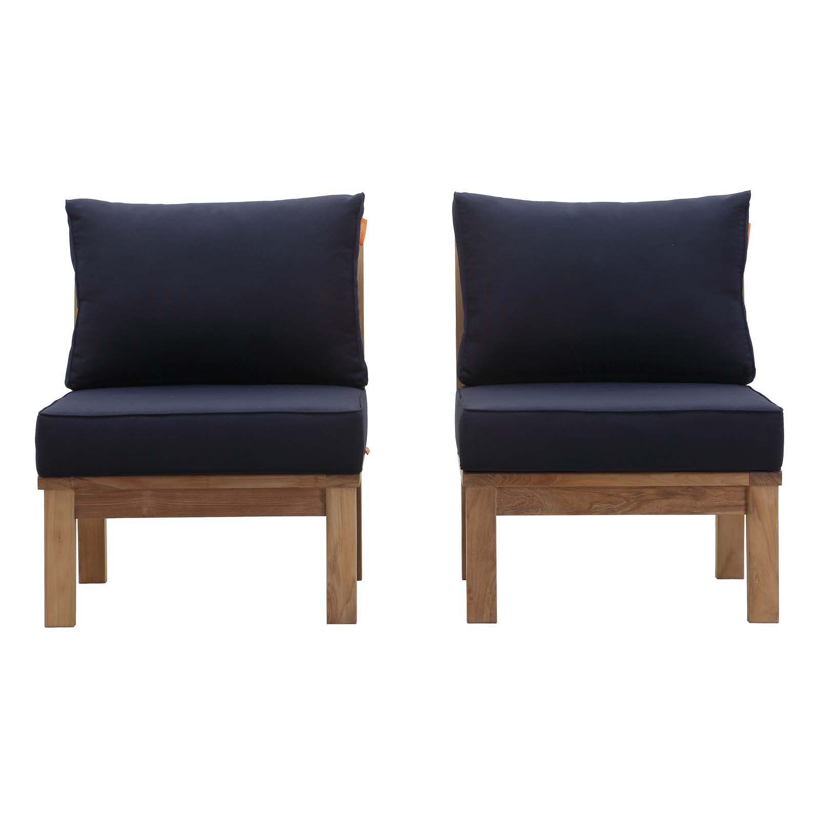 Modway EEI-1821 Marina 2 Piece Outdoor Patio Teak Sofa Set - Natural White | Outdoor Sofas, Loveseats & Sectionals | 